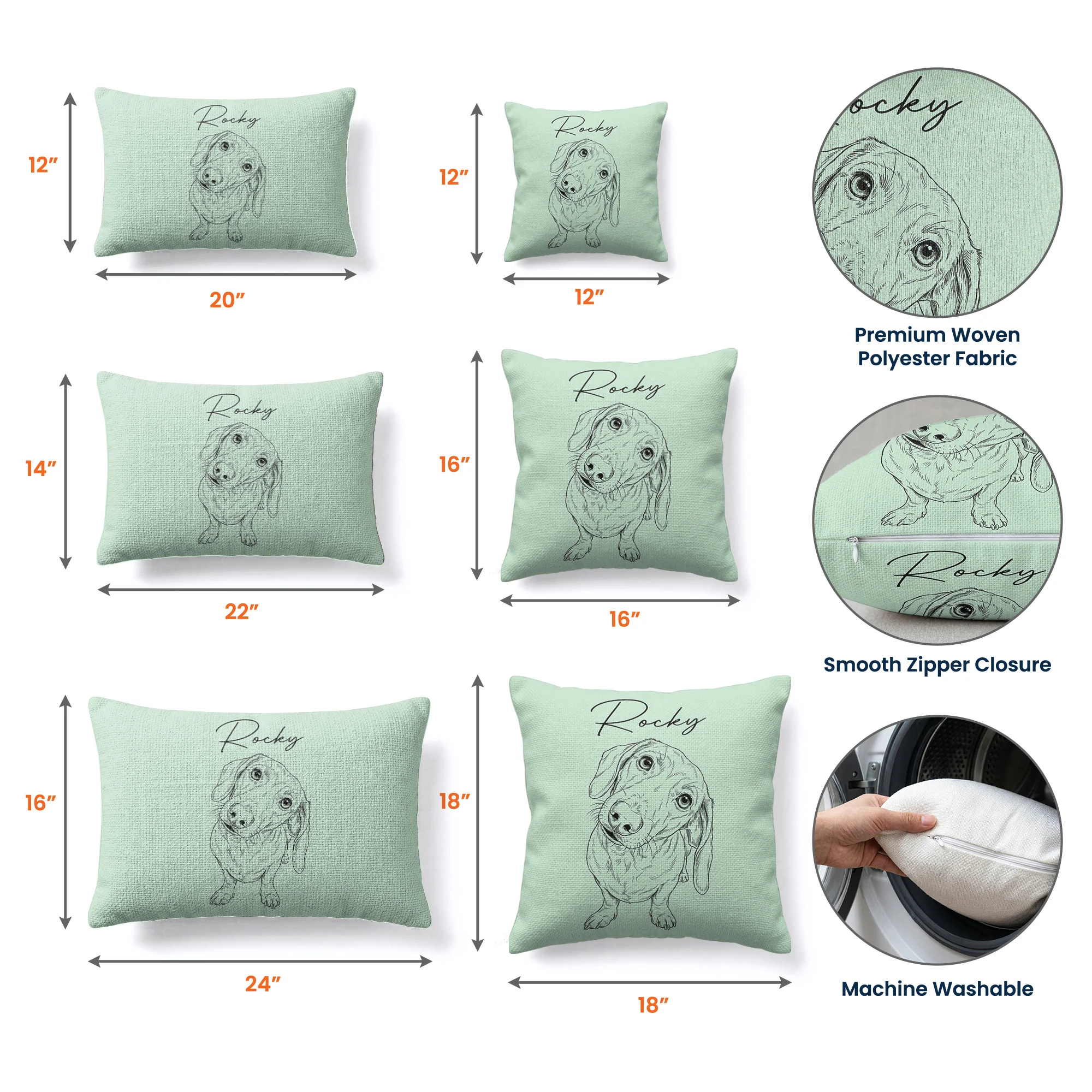 Custom Pet Portrait Sketch Line Art Gift For Dog Lover, Cat Lover - Personalized Pillow Cover - Image 9