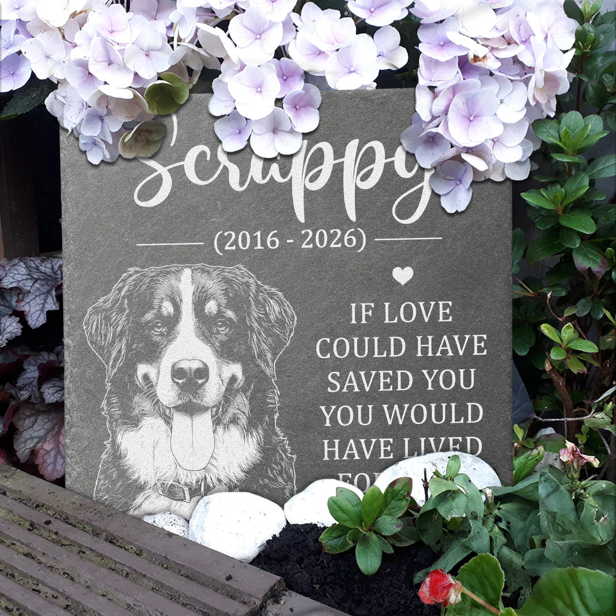 Custom Pet Portrait Sketch Line Art Memorial Gift For Pet Owner - Personalized Garden Stone - Image 2
