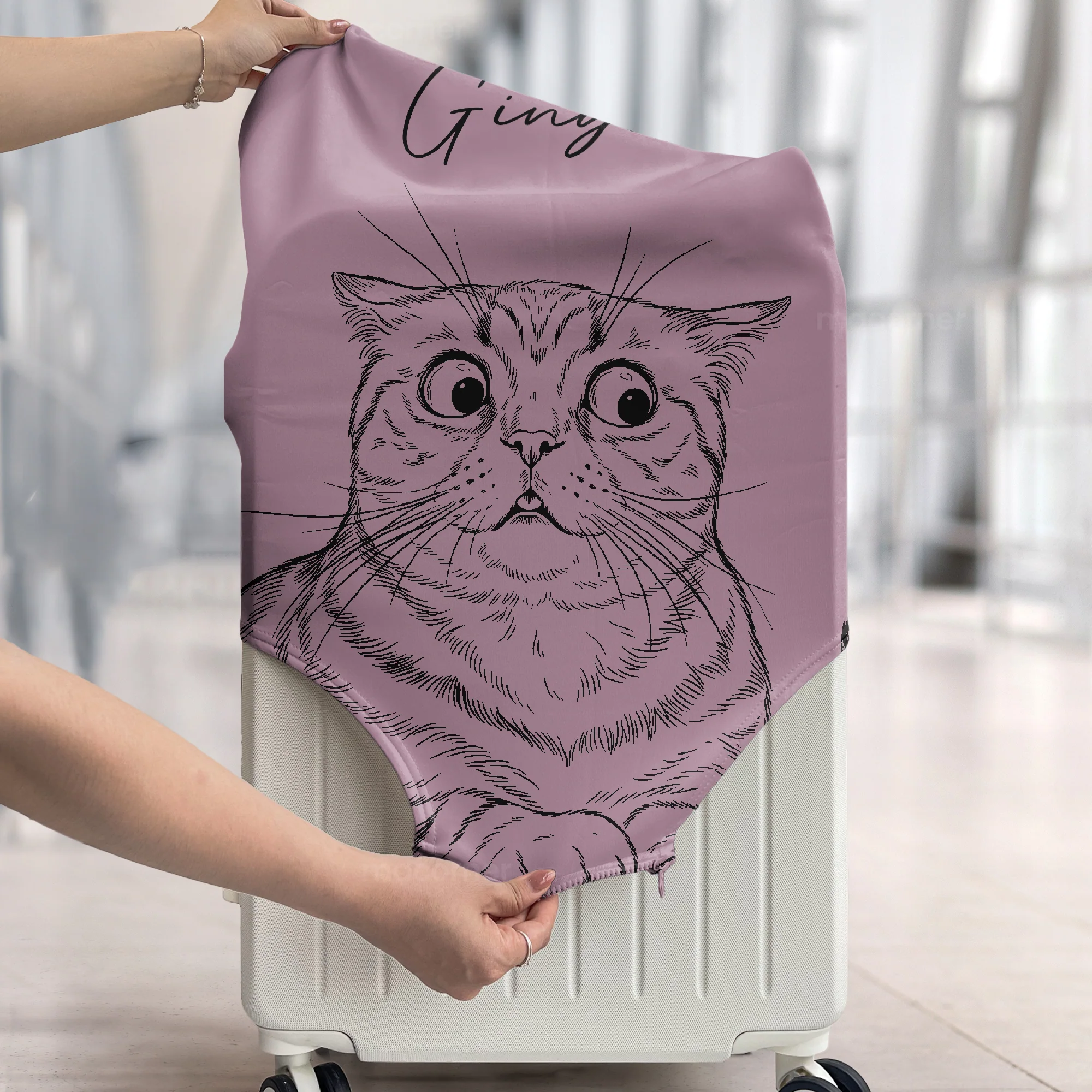 Custom Pet Portrait Sketch Line Art - Personalized Luggage Cover - Image 6