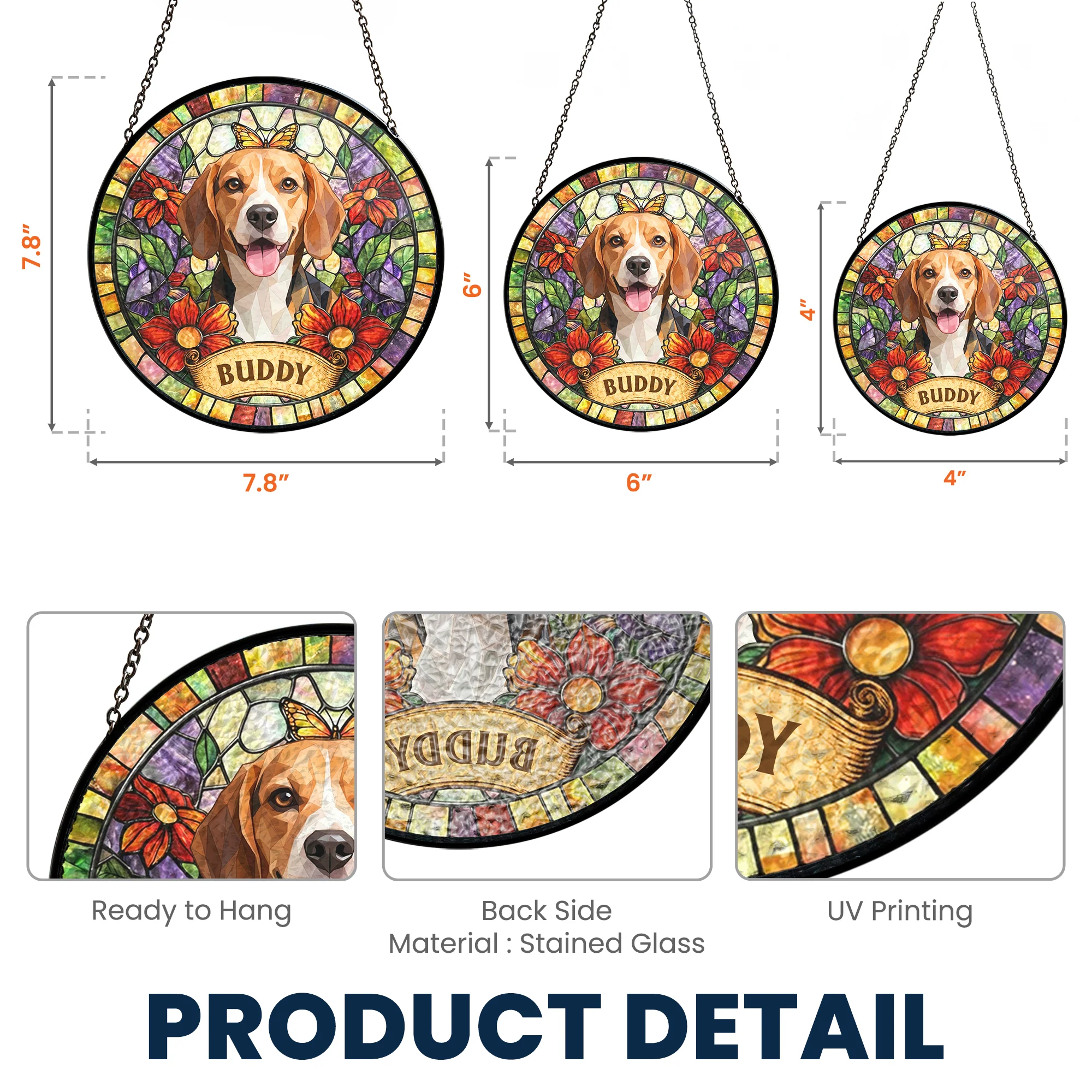 Custom Pet Portrait Stained Glass Style Gift For Pet Lovers - Personalized Window Hanging Suncatcher - Image 7