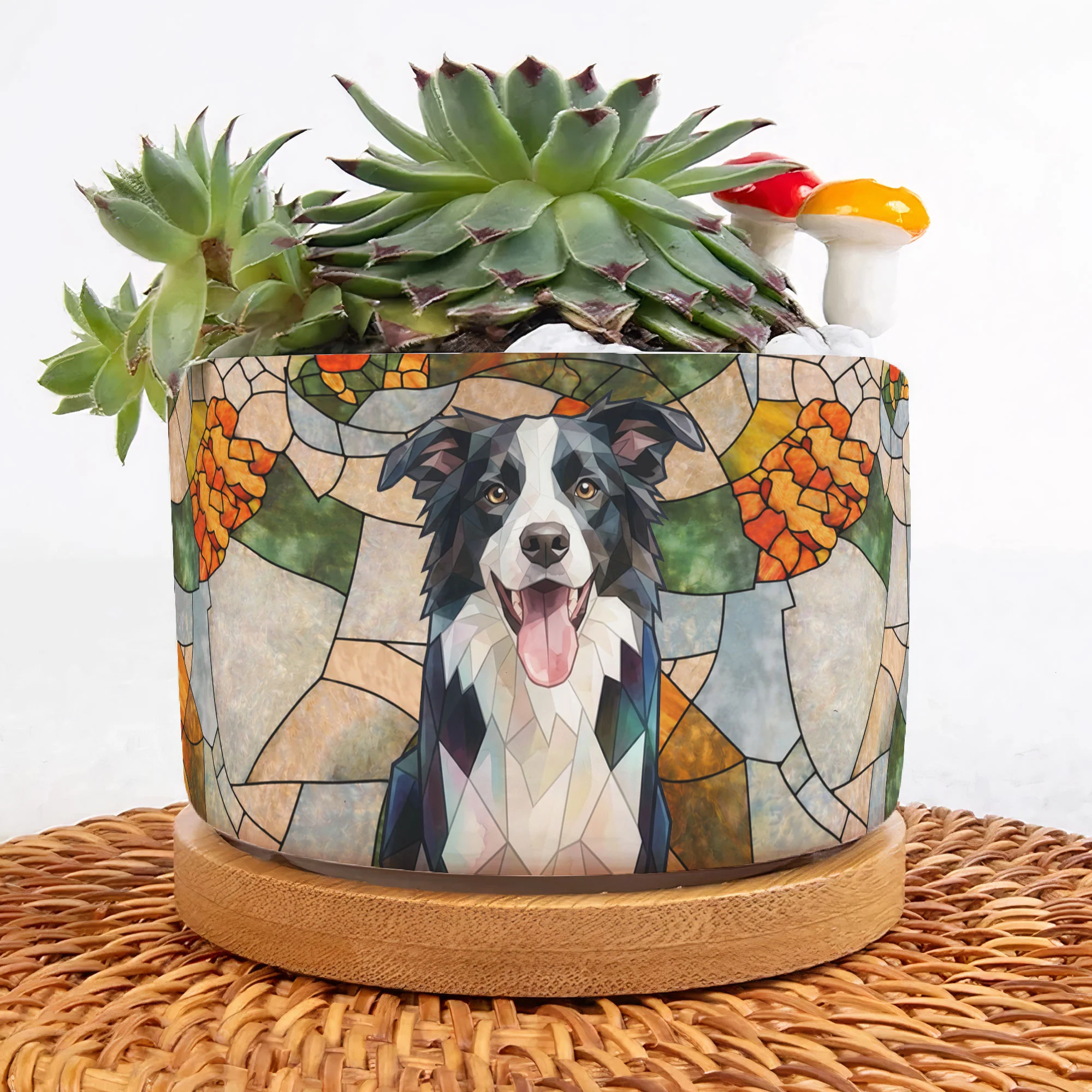 Custom Pet Portrait Stained Glass Style Gift For Pet Owners - Personalized Plant Pot - Image 5