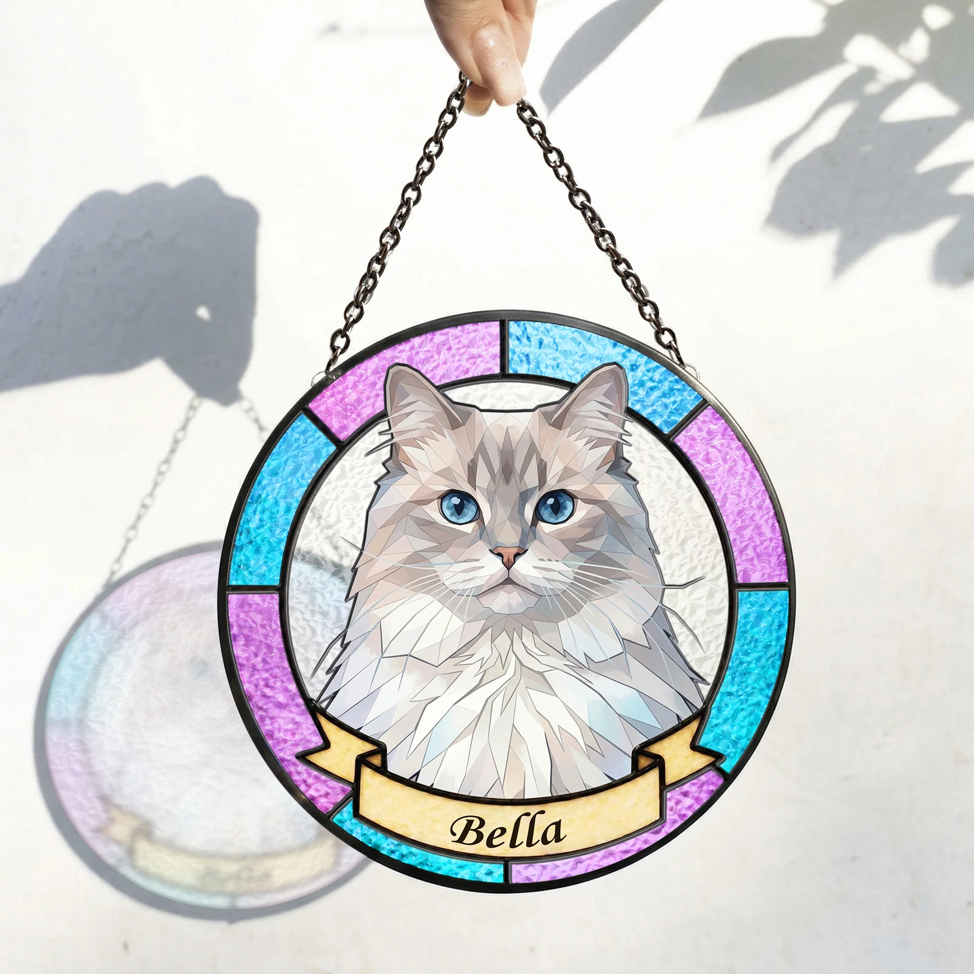 Custom Pet Portrait Stained Glass Style Gift For Pet Owners - Personalized Window Hanging Suncatcher - Image 7