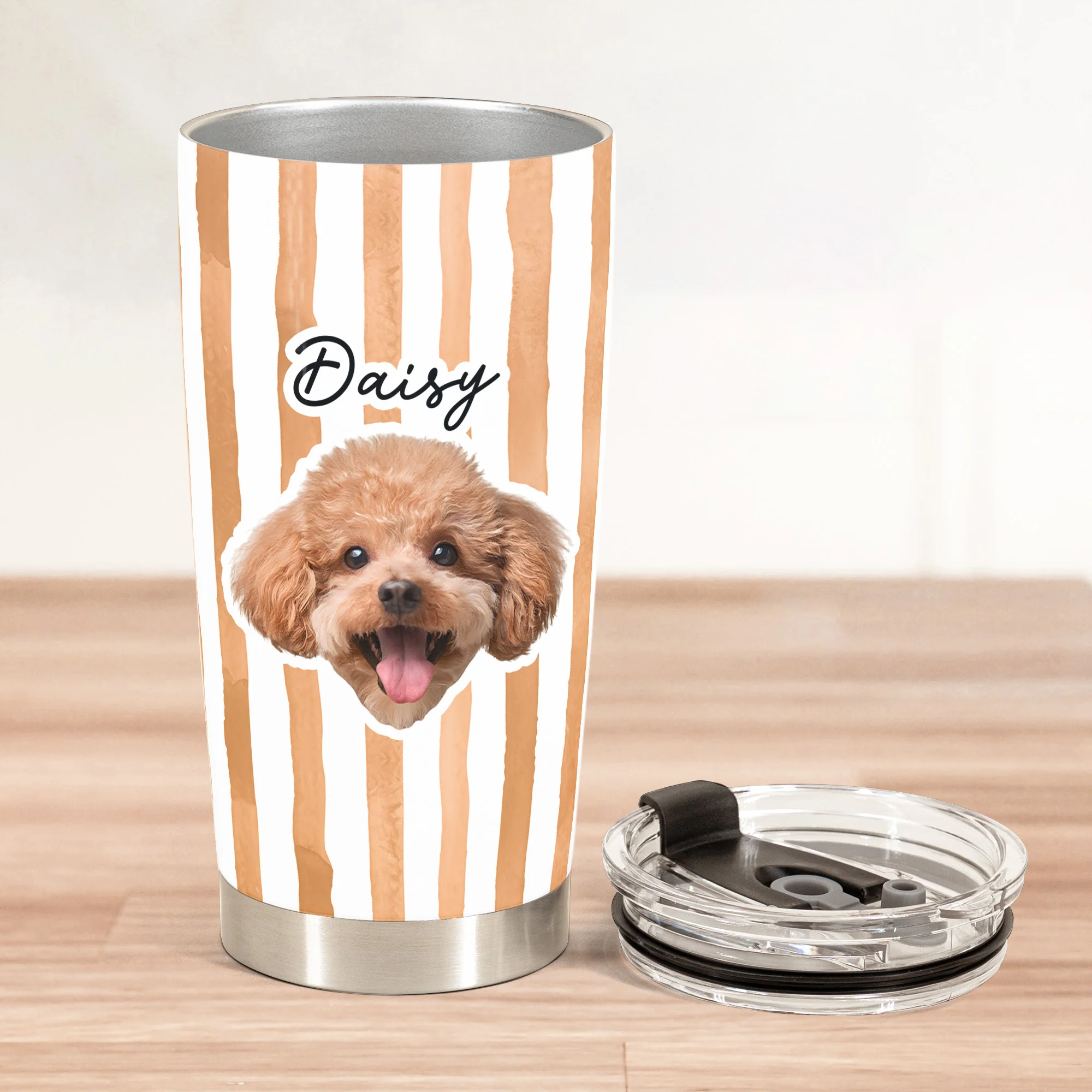 Custom Pet Portrait Tumbler Cup Dog Lover Cat Lover Gift - Personalized Photo Tumbler Cup - Image 3
