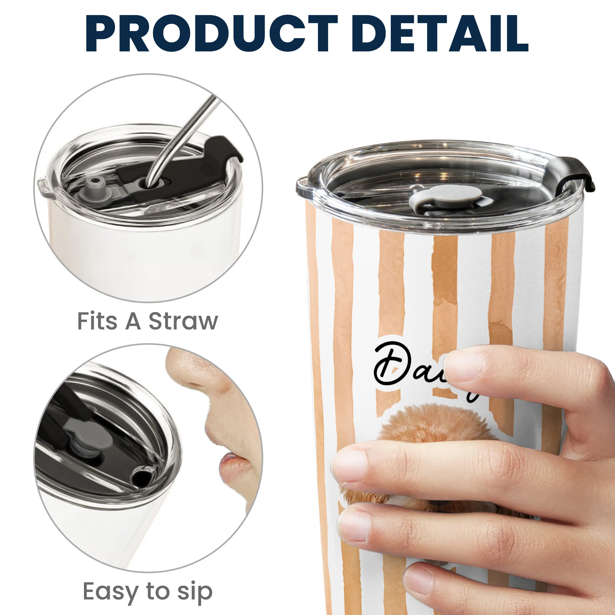 Custom Pet Portrait Tumbler Cup Dog Lover Cat Lover Gift - Personalized Photo Tumbler Cup - Image 5