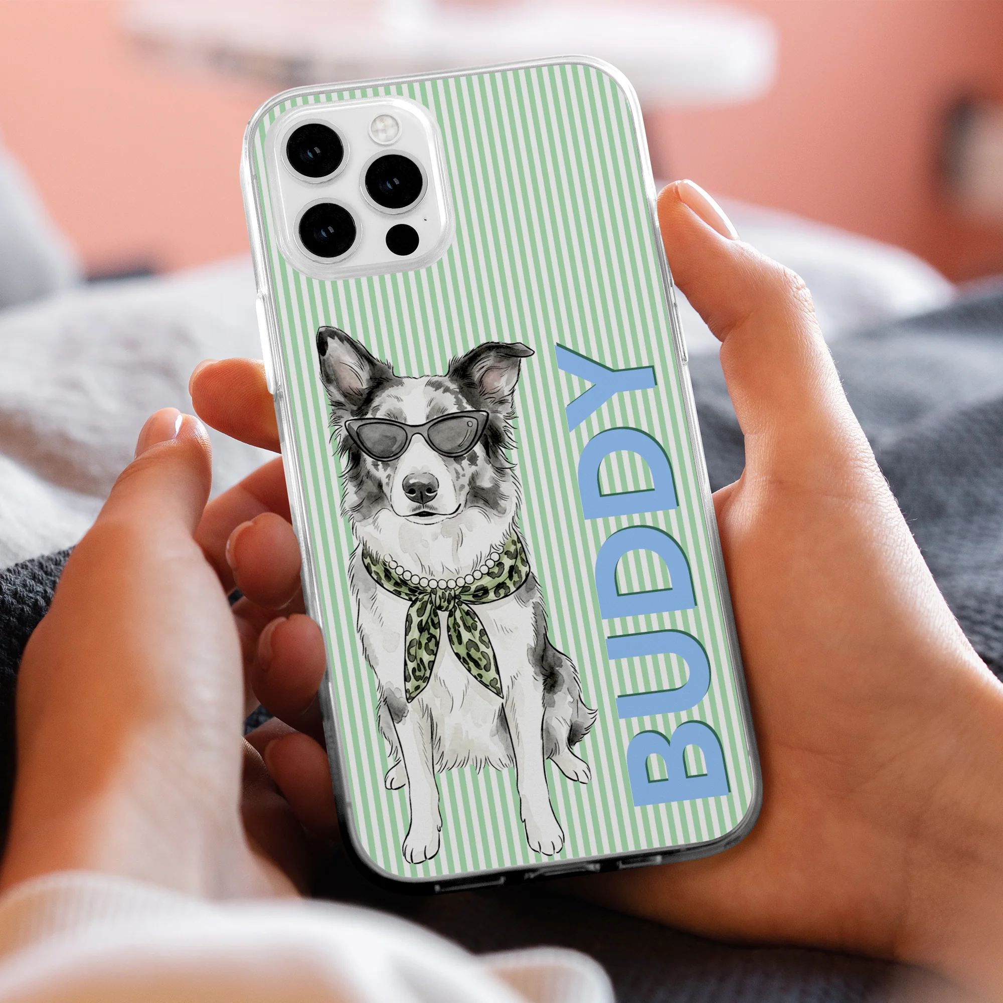 Custom Pet Portrait Watercolor Art With Colorful Name - Personalized Phone Case - Image 4