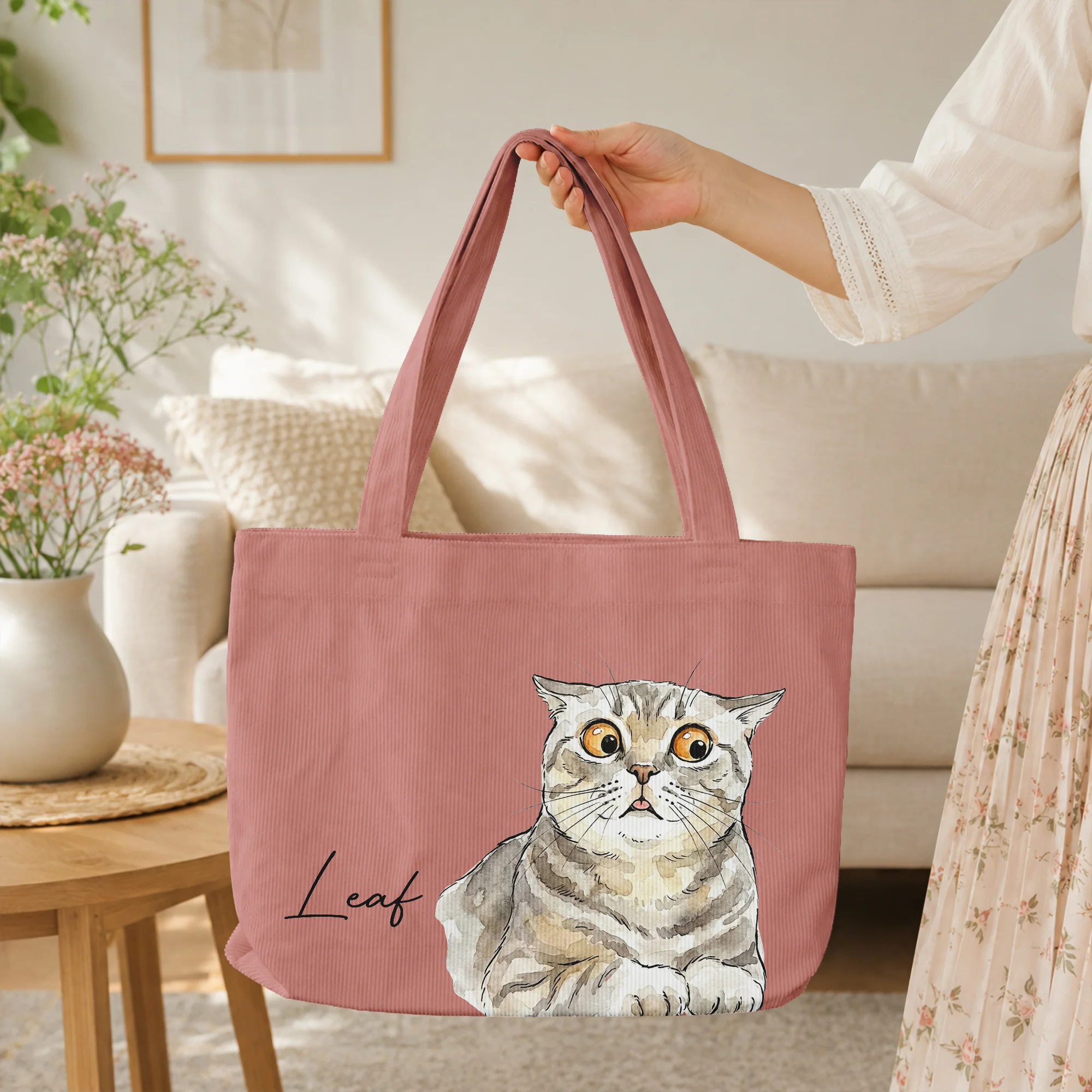 Custom Pet Portrait Watercolor Bag - Personalized Tote Bag - Image 4