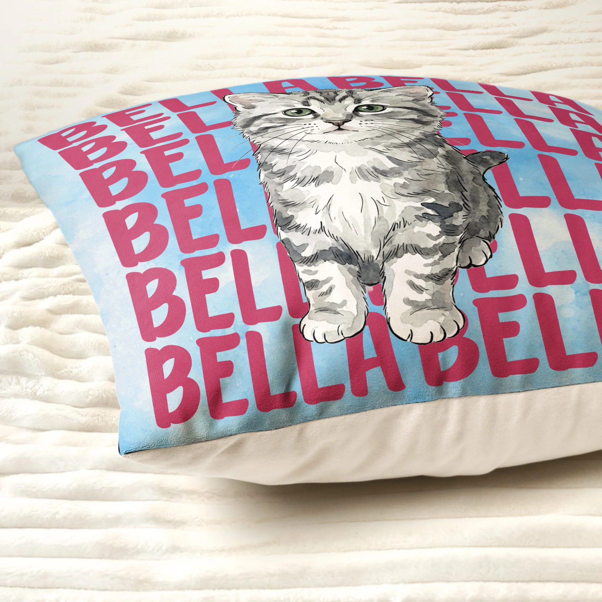 Custom Pet Portrait With Name Watercolor Style - Personalized Pillow - Image 5