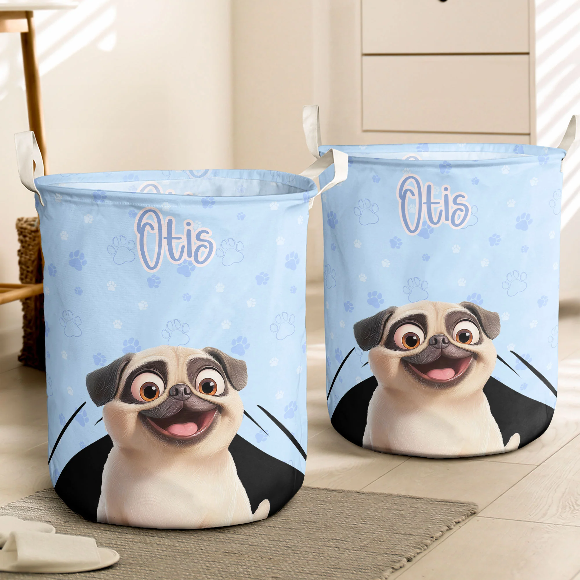 Custom Pet Toy Basket For Dog - Personalized Laundry Storage Basket - Image 2