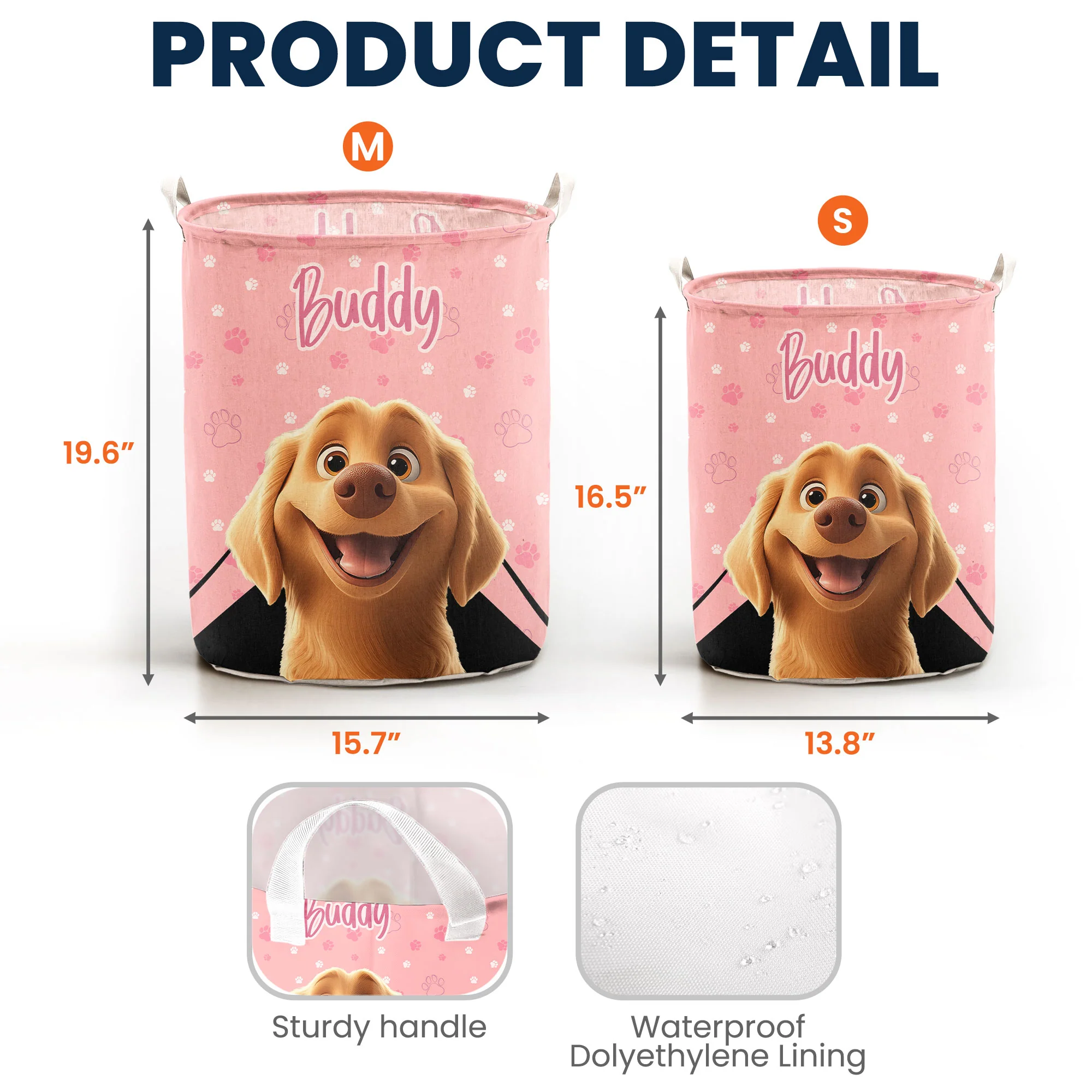 Custom Pet Toy Basket For Dog - Personalized Laundry Storage Basket - Image 5