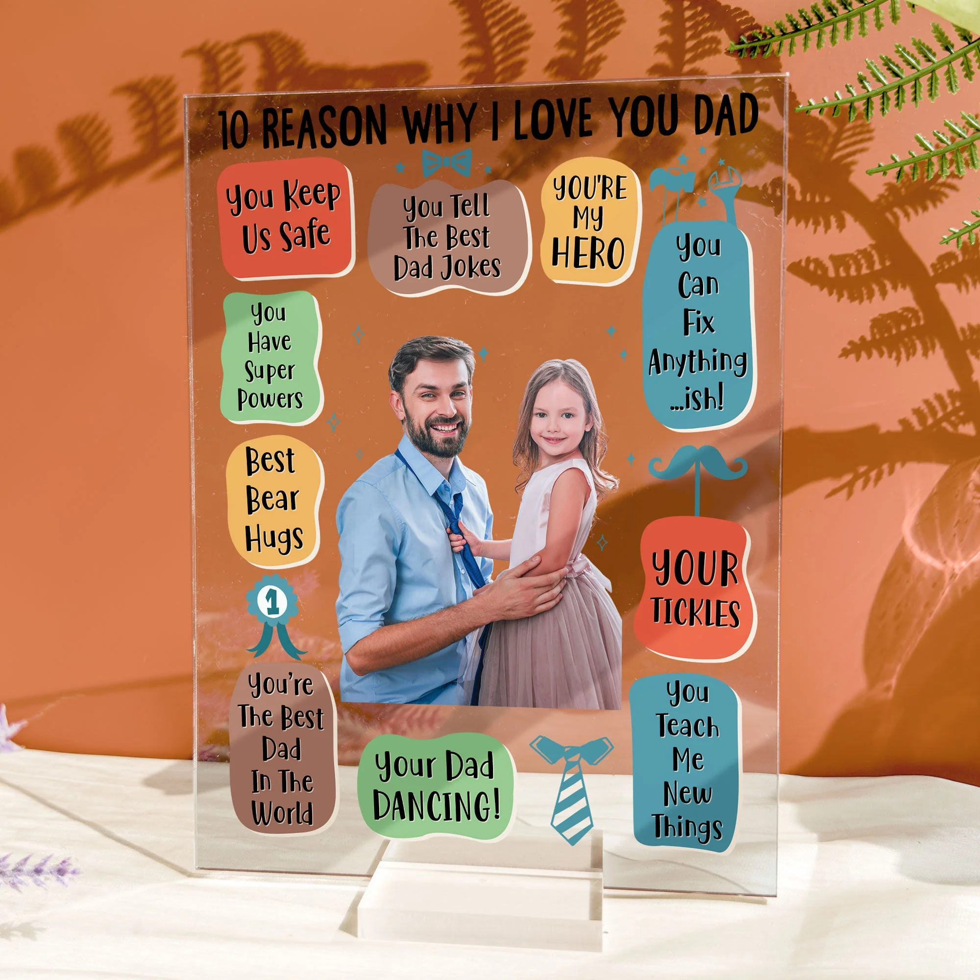 Custom Photo 10 Reasons Why I Love You Dad - Personalized Acrylic Photo Plaque - Image 2