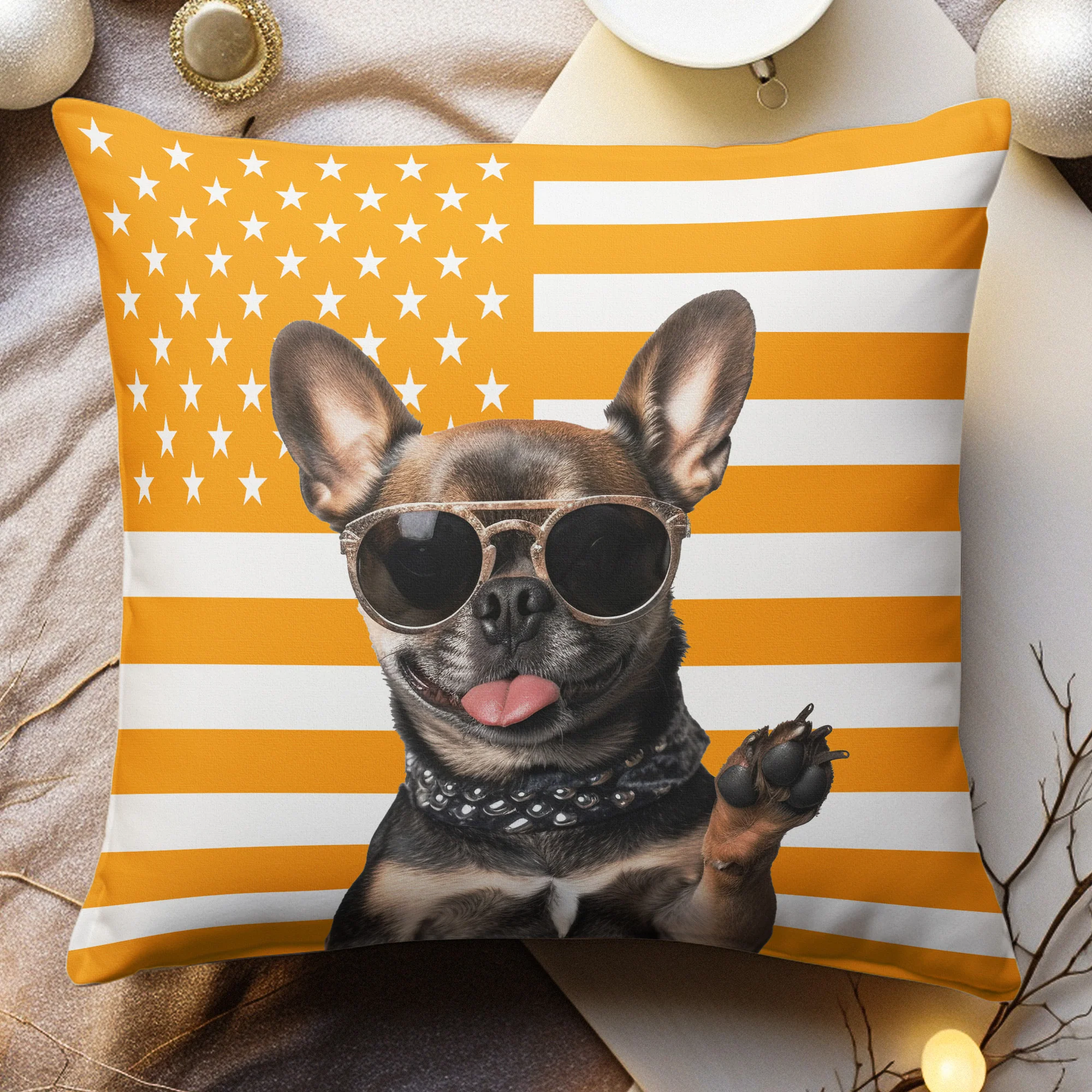 Custom Photo American Flag For Pet Funny Decor - Personalized Pillow - Image 2