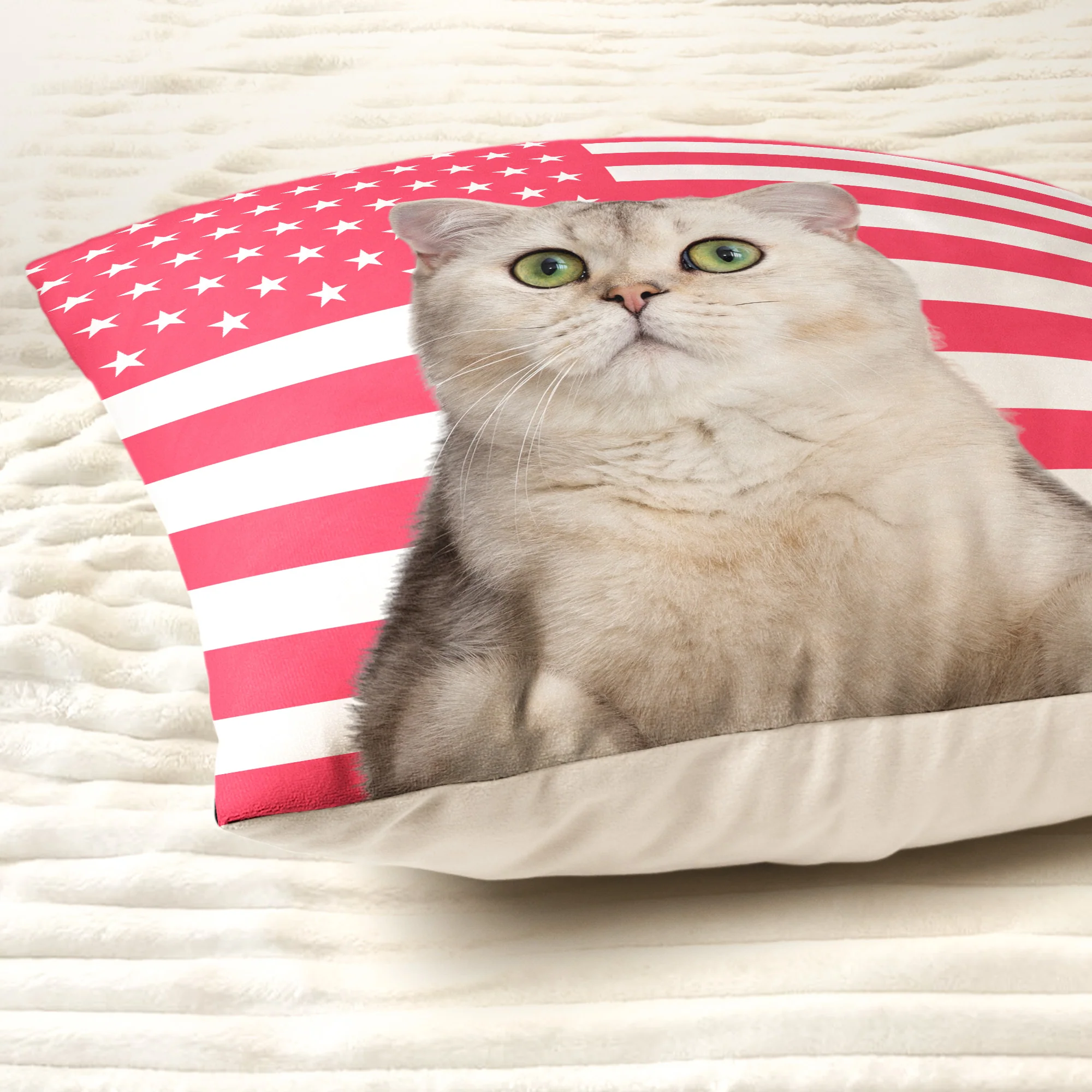 Custom Photo American Flag For Pet Funny Decor - Personalized Pillow - Image 5