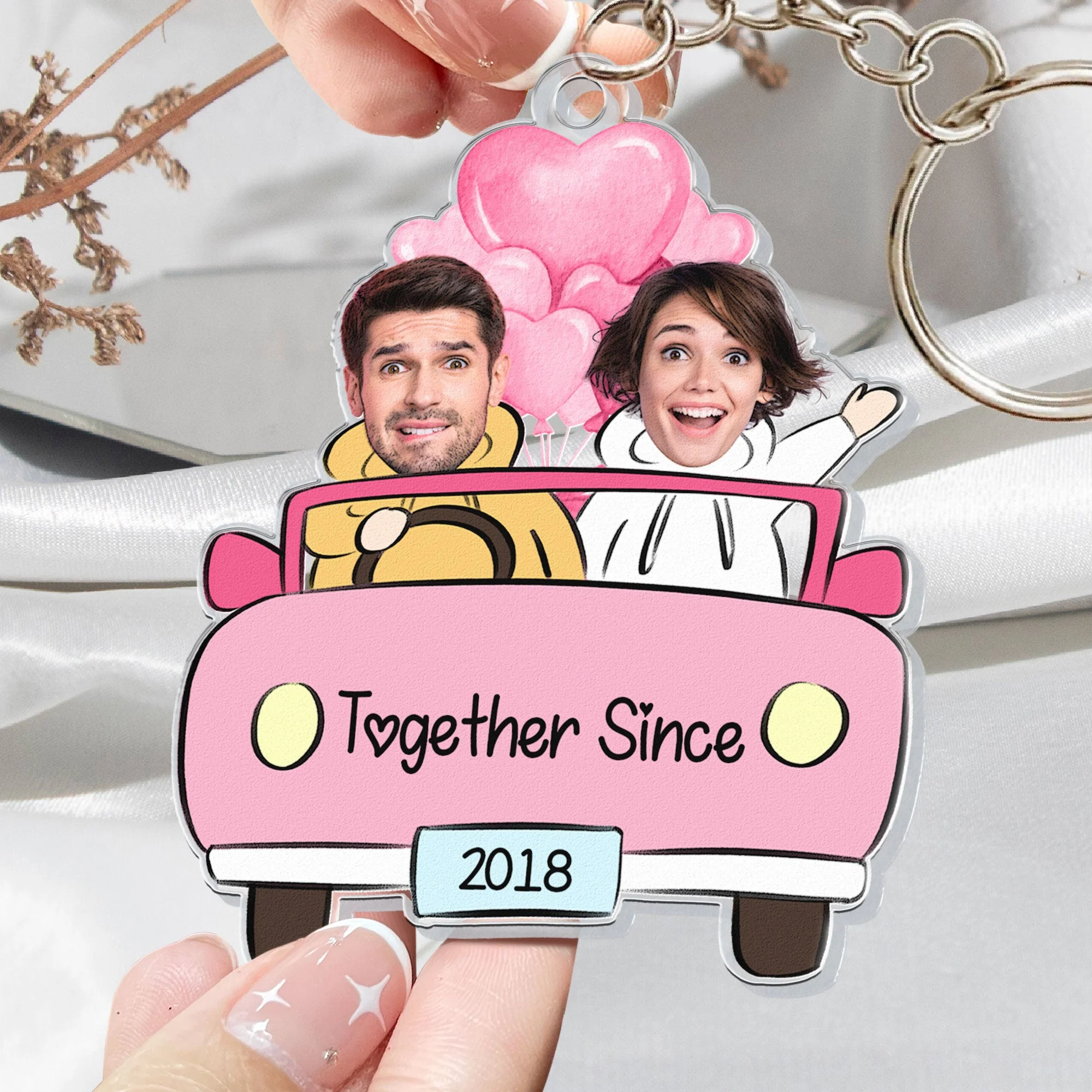 Custom Photo Couple  - Personalized Acrylic Photo Keychain - Image 2