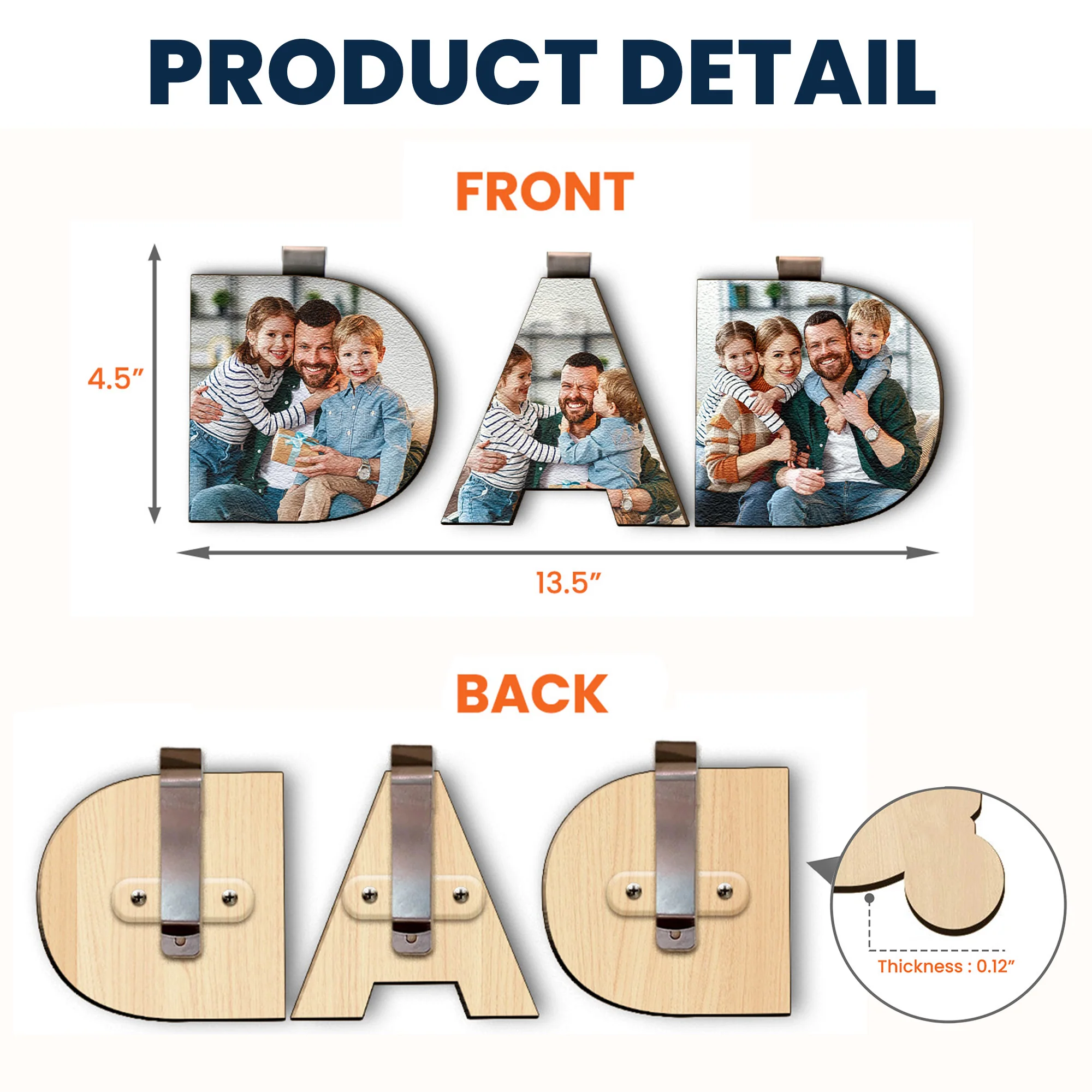 Custom Photo Dad, Mom Drive Safe - 3 Pieces - Personalized Wooden Photo Car Visor Clip Set - Image 5