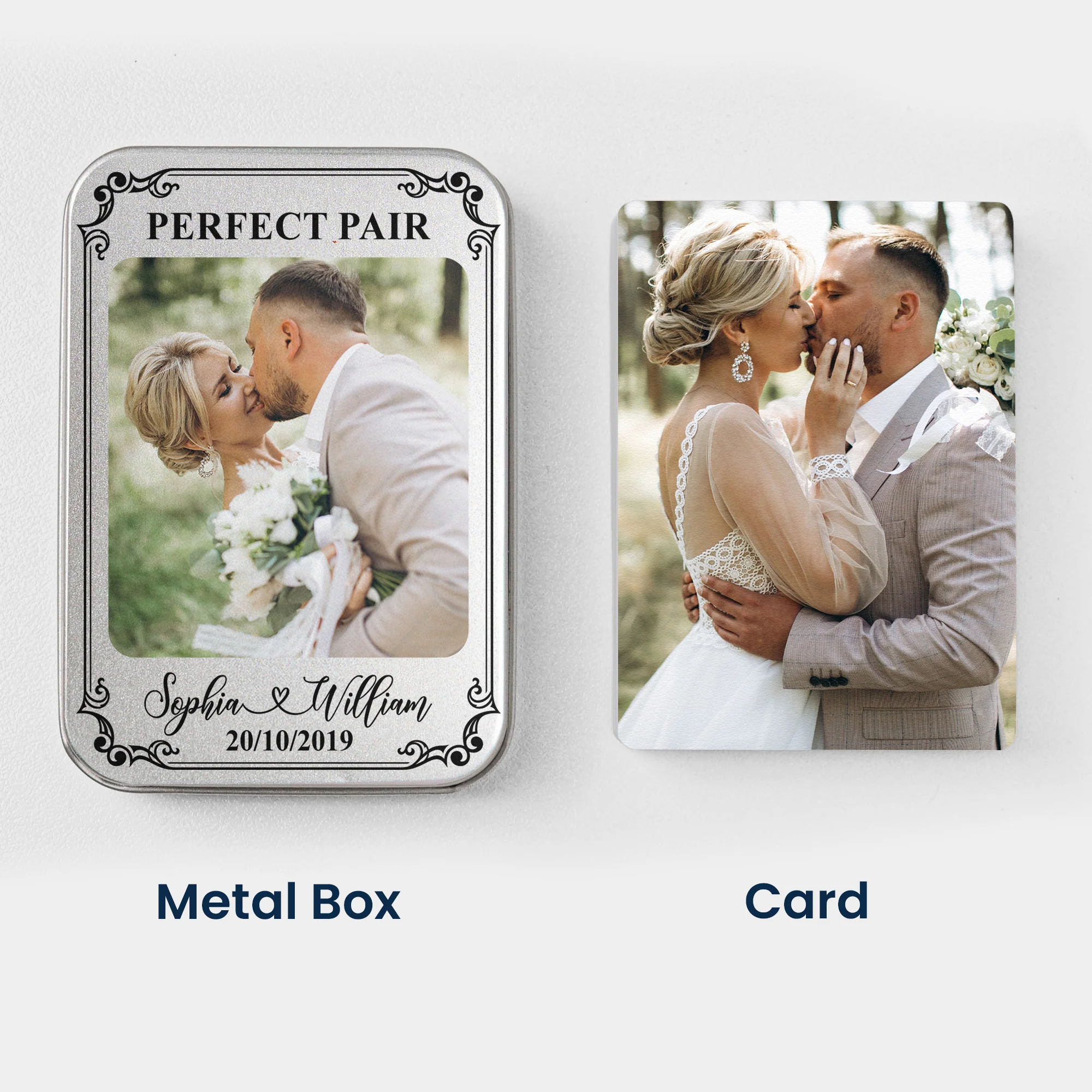 Custom Photo Deck Game For Couples Bulk Wedding Favors - Personalized Playing Photo Cards With Metal Box - Image 2
