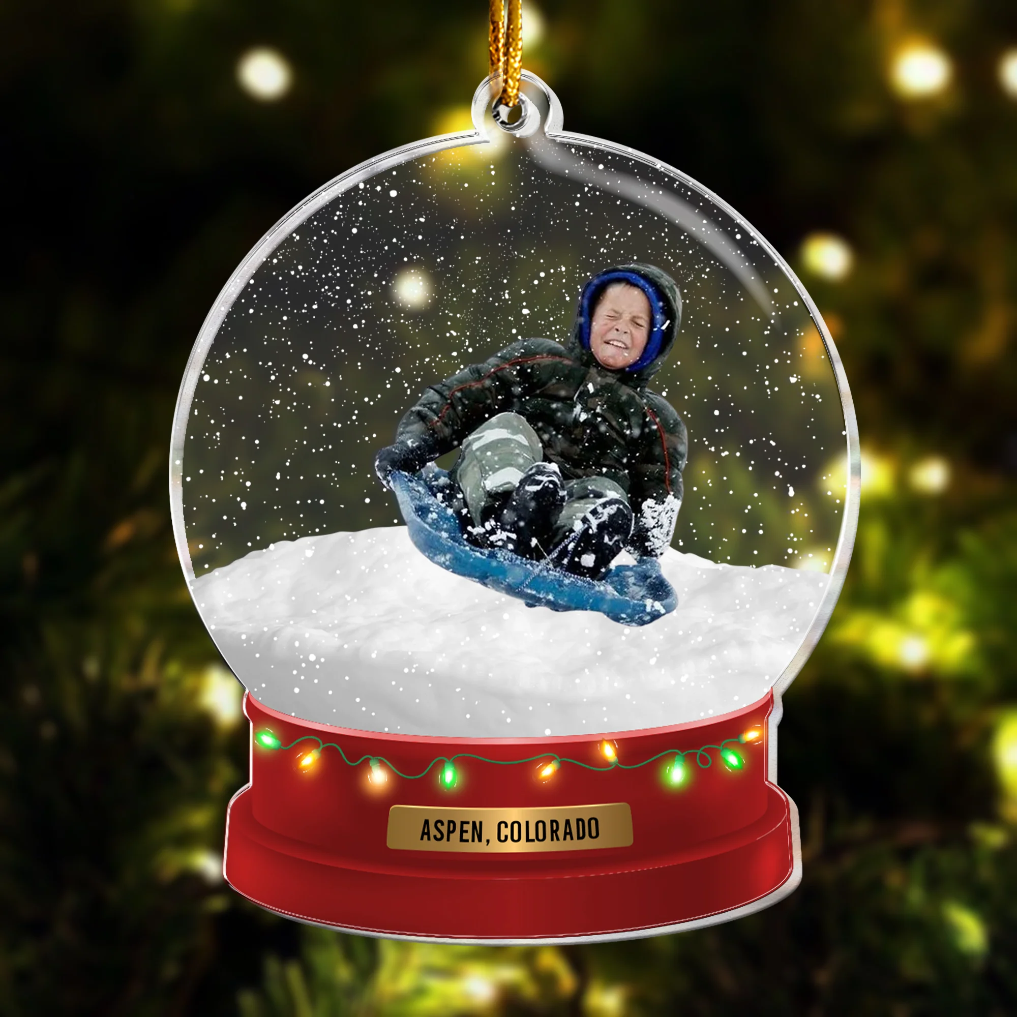 Custom Photo Family, Friends, Kids Playful Snow - Personalized Acrylic Photo Ornament - Image 2