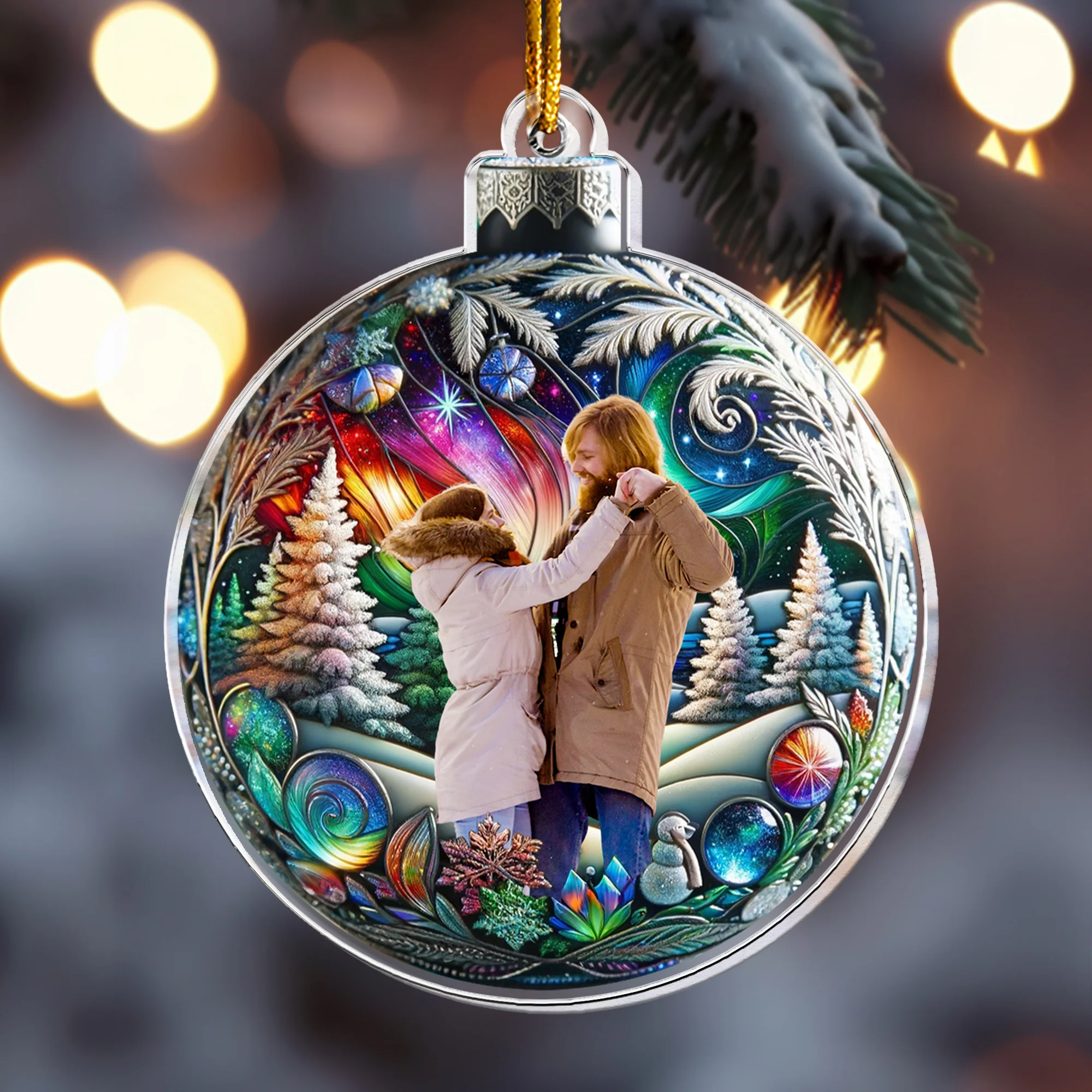 Custom Photo Family In Christmas Ball - Personalized Acrylic Photo Ornament - Image 4