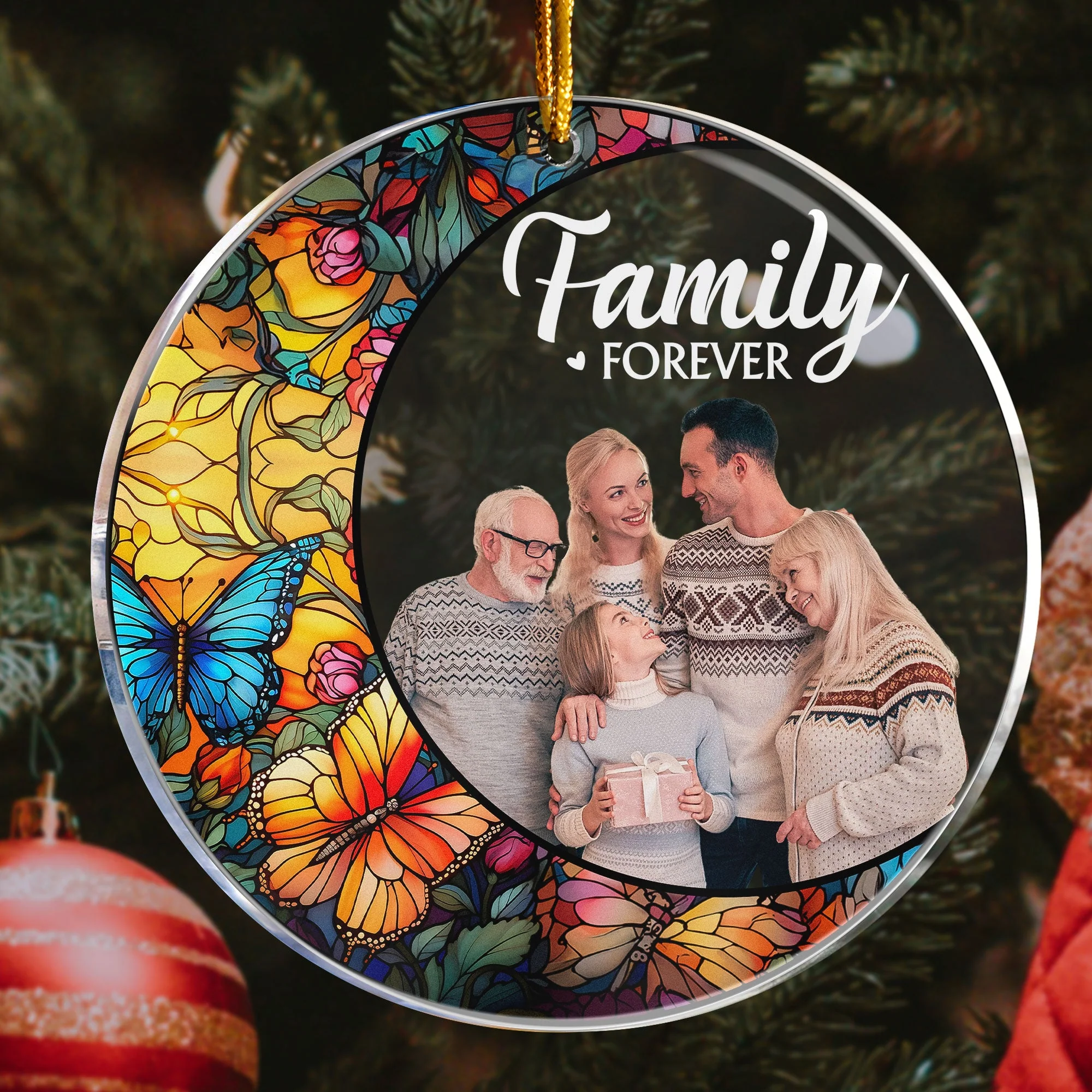 Custom Photo Family - Stained Glass - Personalized Acrylic Photo Ornament - Image 4