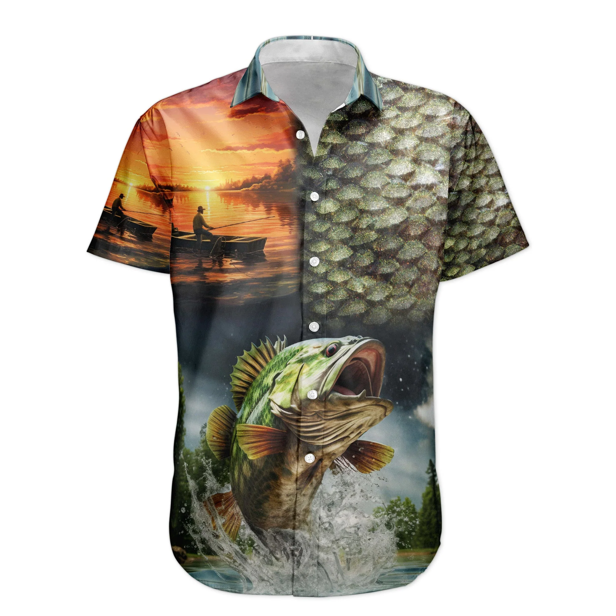 Custom Photo Fishing Bass Fish For Husband - Custom Photo Hawaiian Shirt - Image 5