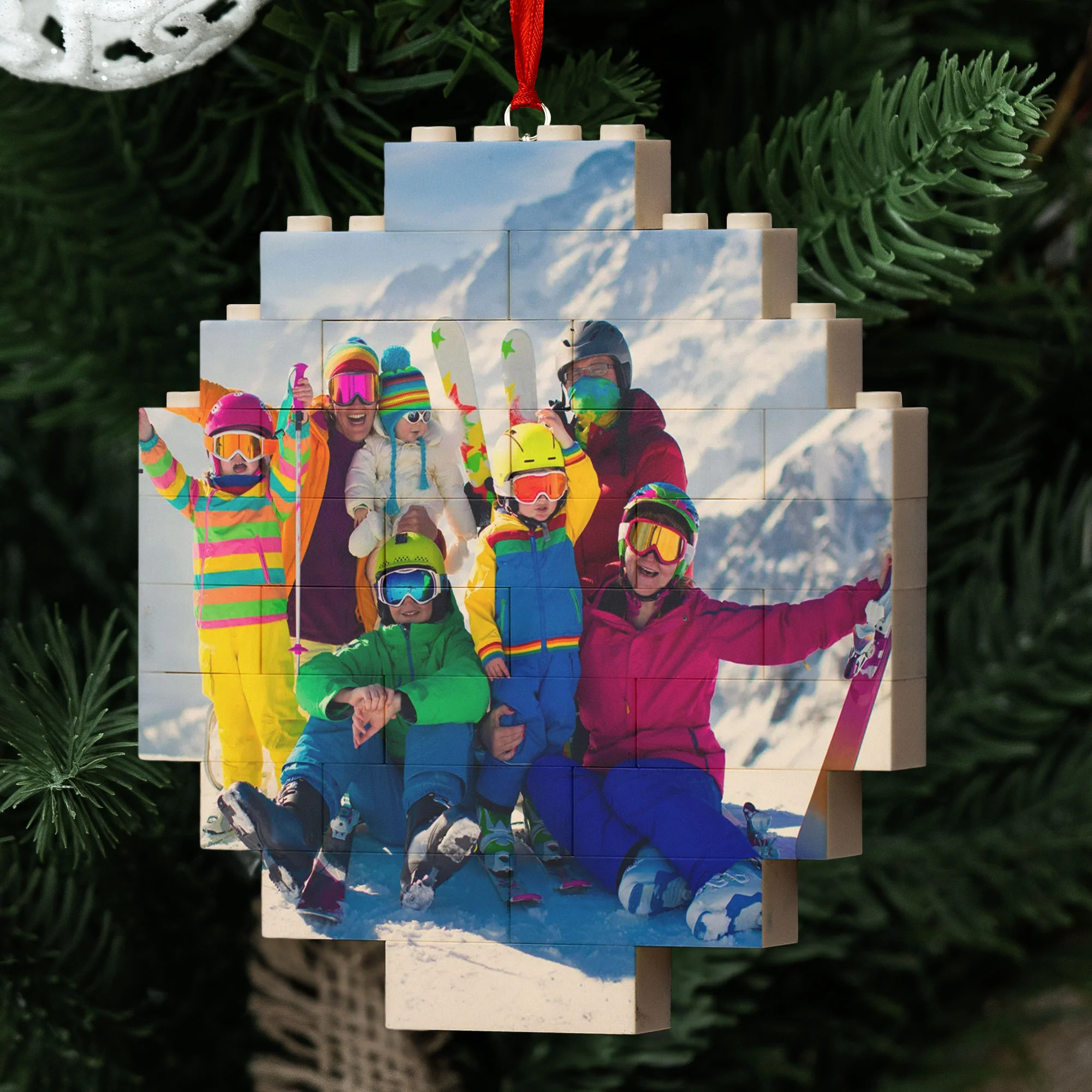 Custom Photo For Family, Friends, First Christmas - Custom Buildable Christmas Photo Ornament - Image 2