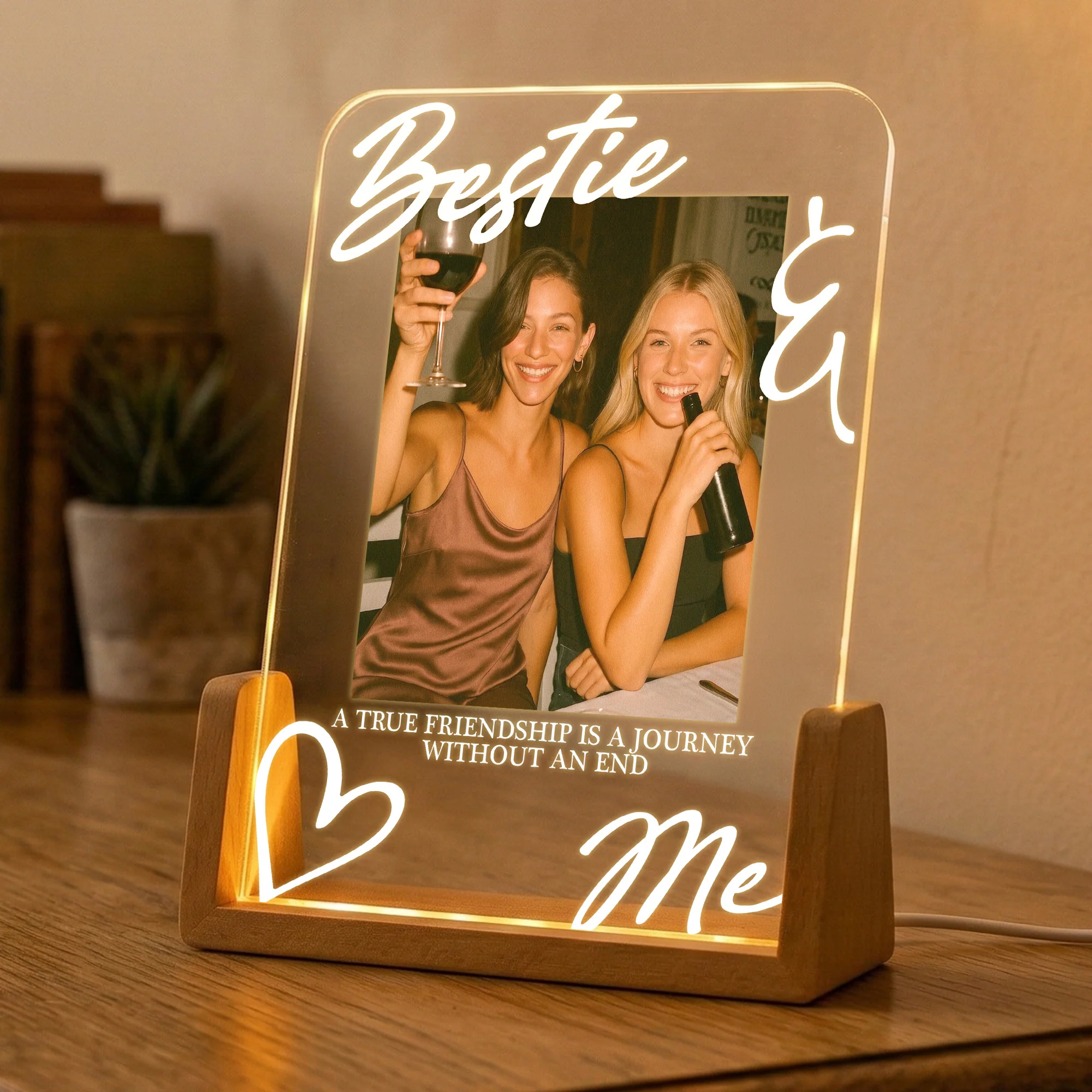 Custom Photo Friendship Gifts For Best Friends, BFF, Soul Sisters - Personalized Night Light - Image 5