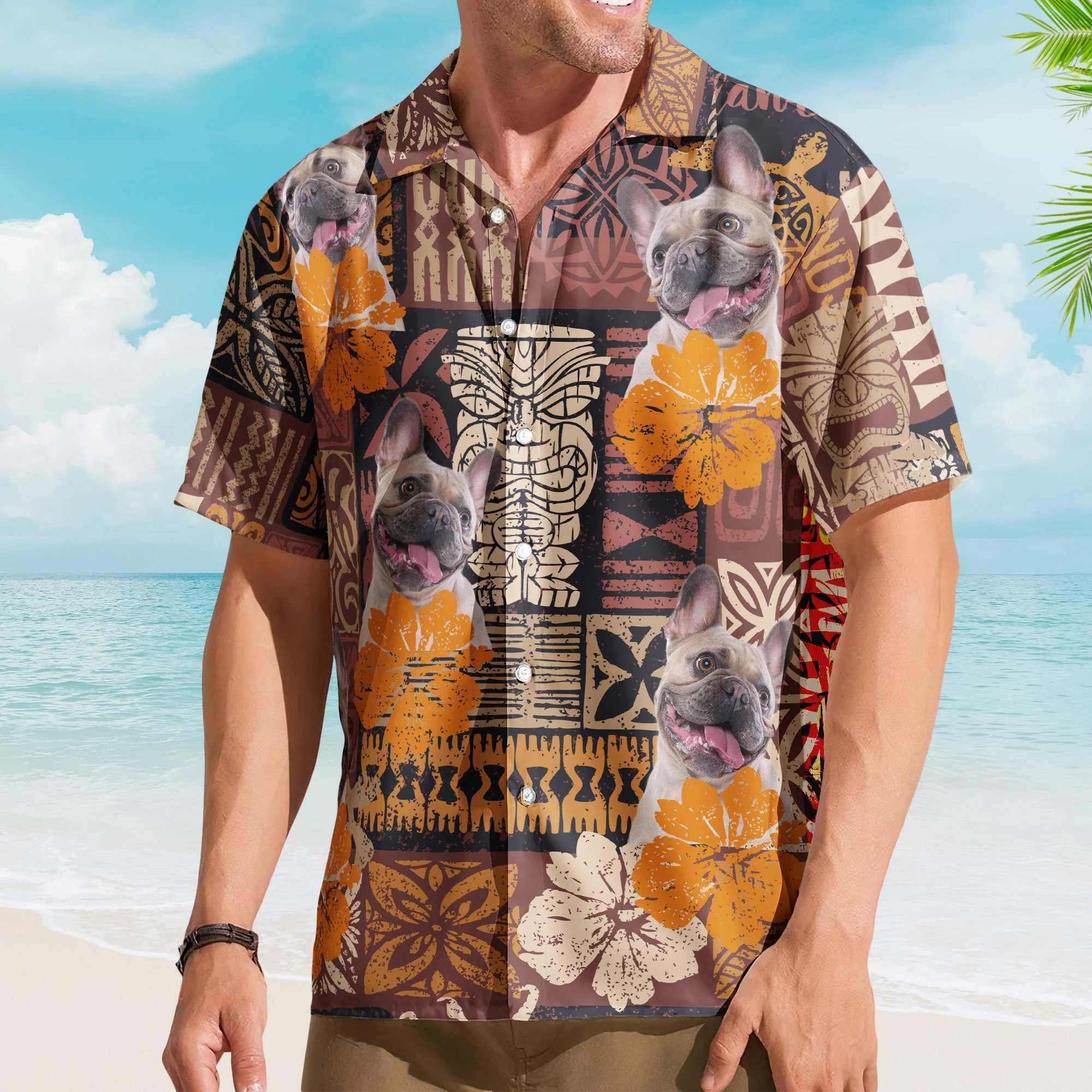 Custom Photo Funny Pet Family Friends Tiki Tropical Summer - Custom Photo Hawaiian Shirts - Image 2