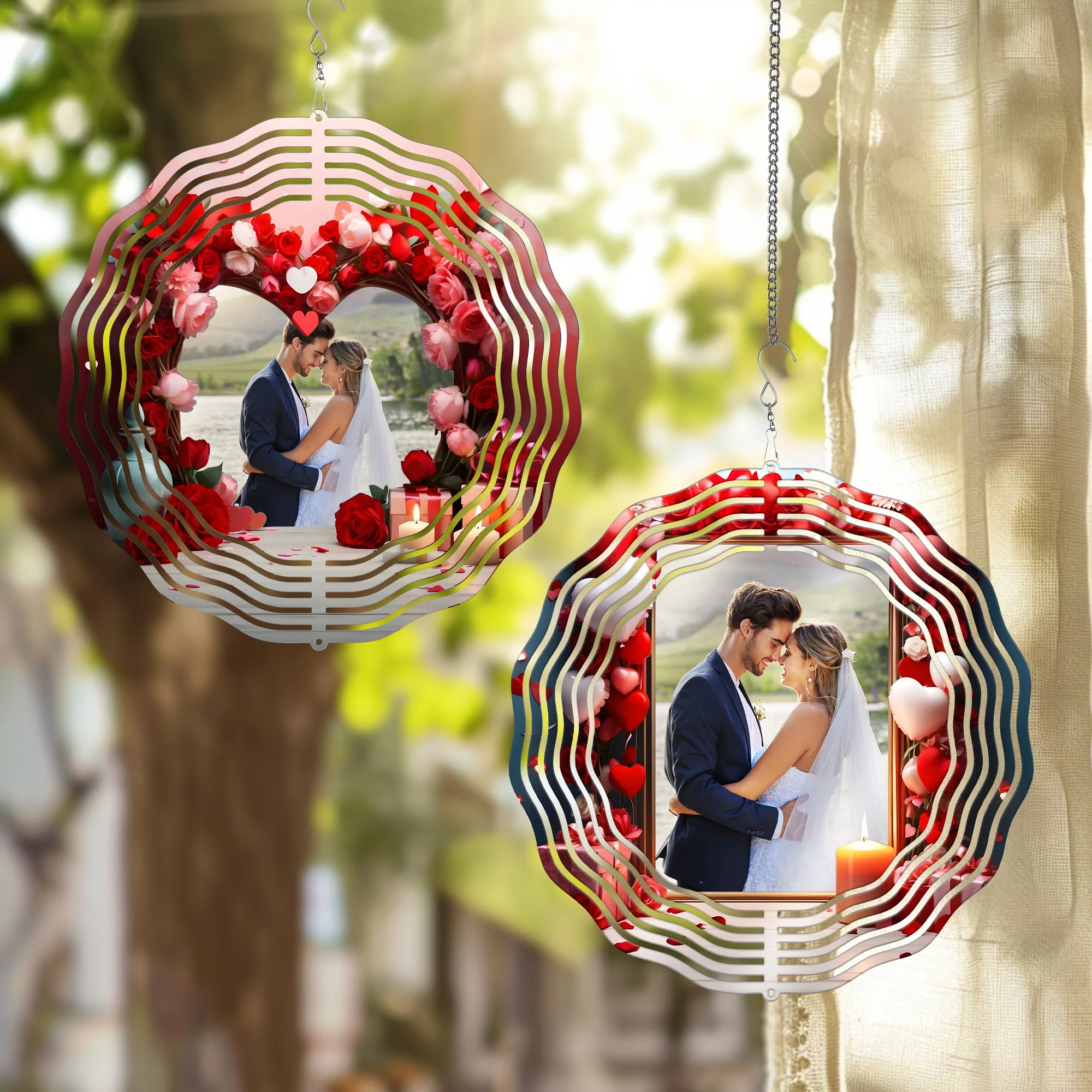 Custom Photo Gift For Couple - Personalized Photo Wind Spinner - Image 2