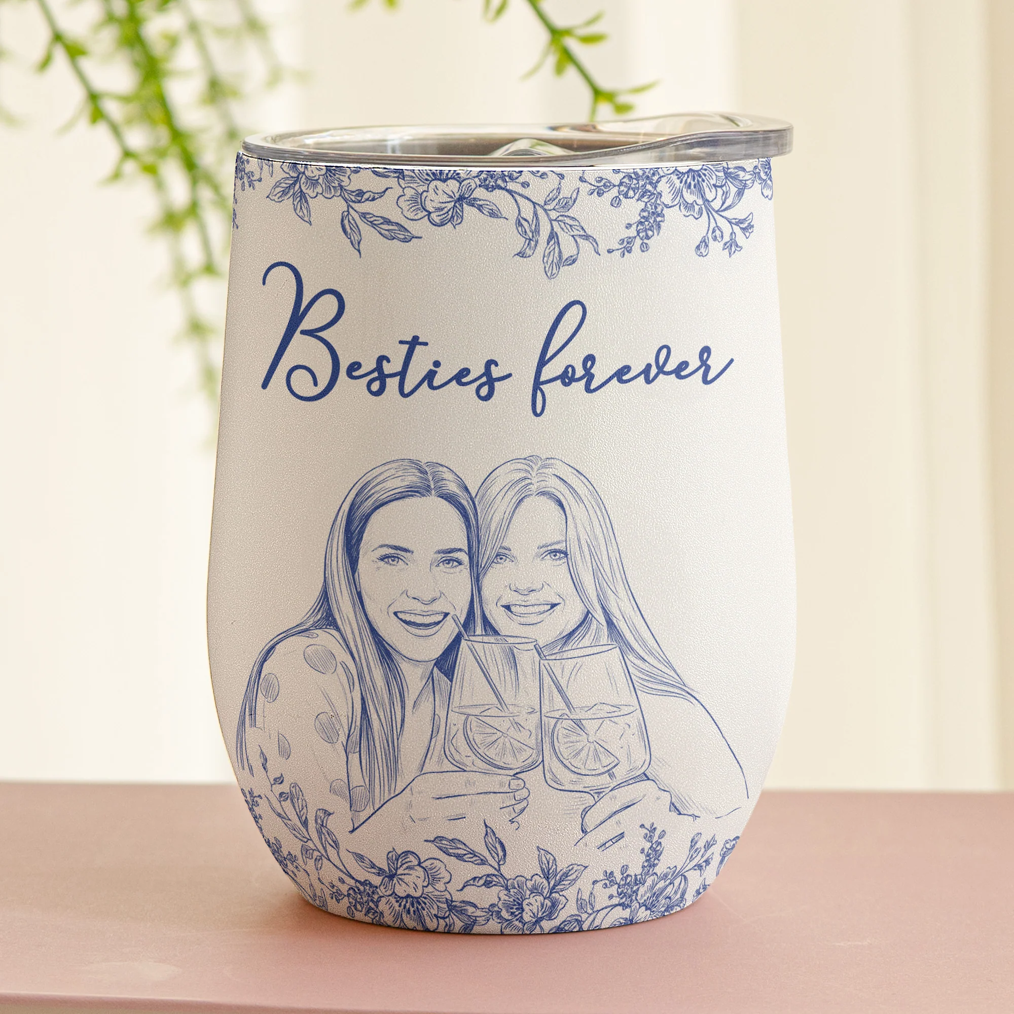 Custom Photo Gift For Friends, Soul Sisters - Personalized Photo Wine Tumbler - Image 2