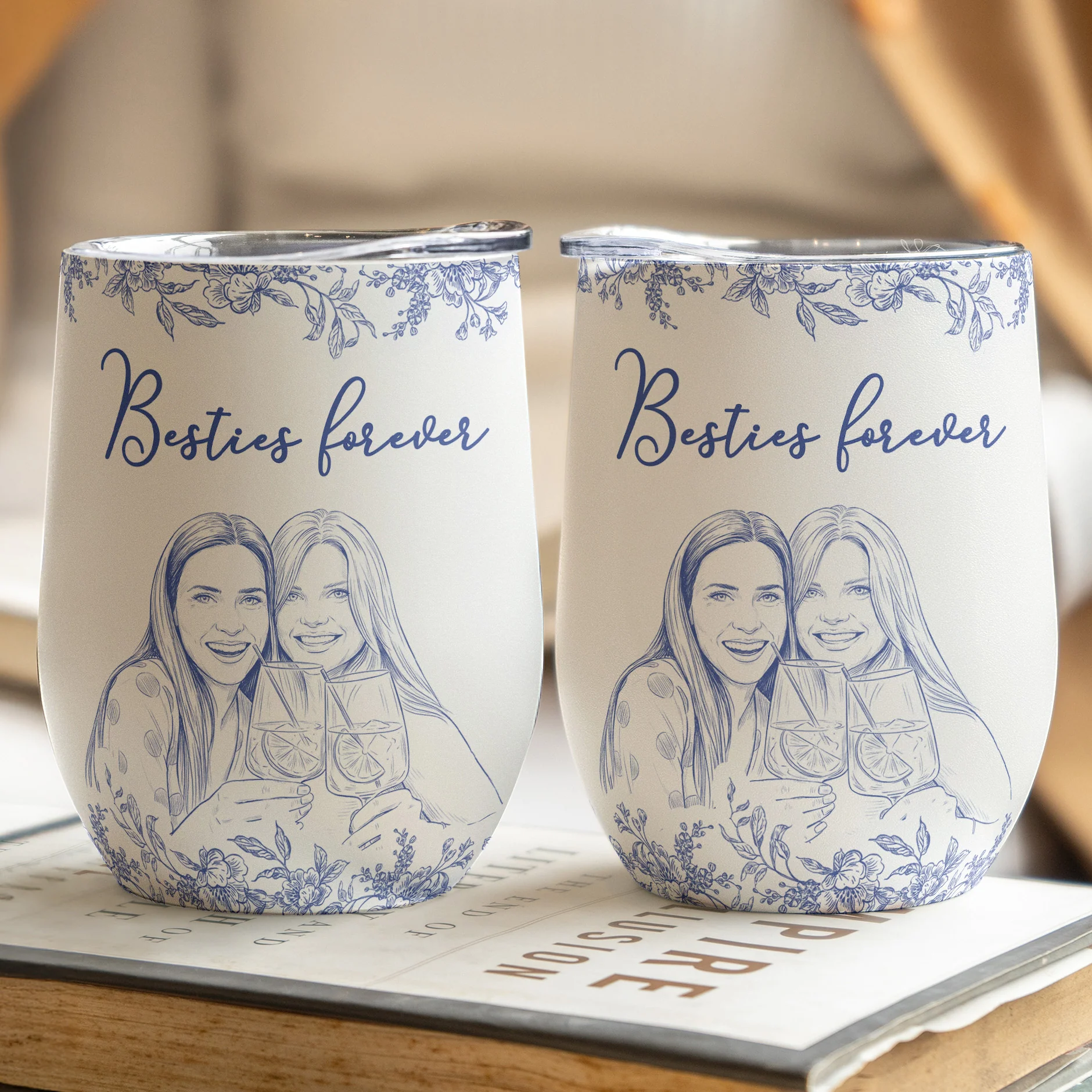 Custom Photo Gift For Friends, Soul Sisters - Personalized Photo Wine Tumbler - Image 4