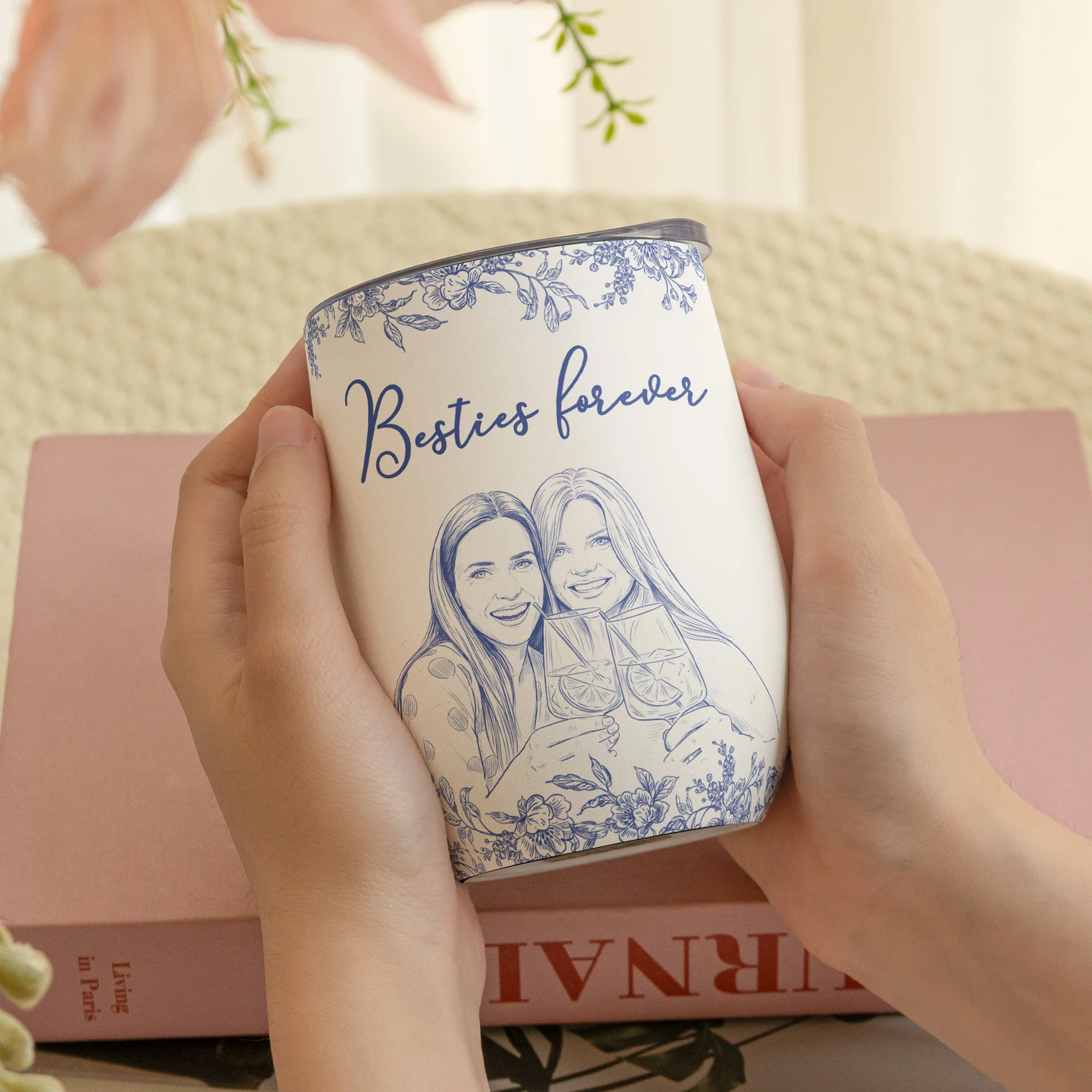 Custom Photo Gift For Friends, Soul Sisters - Personalized Photo Wine Tumbler - Image 5