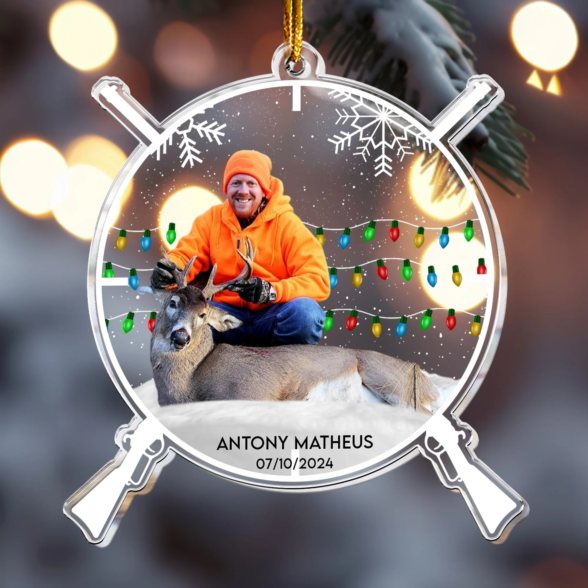 Custom Photo Gift For Hunting Lovers - Personalized Acrylic Photo Ornament - Image 2