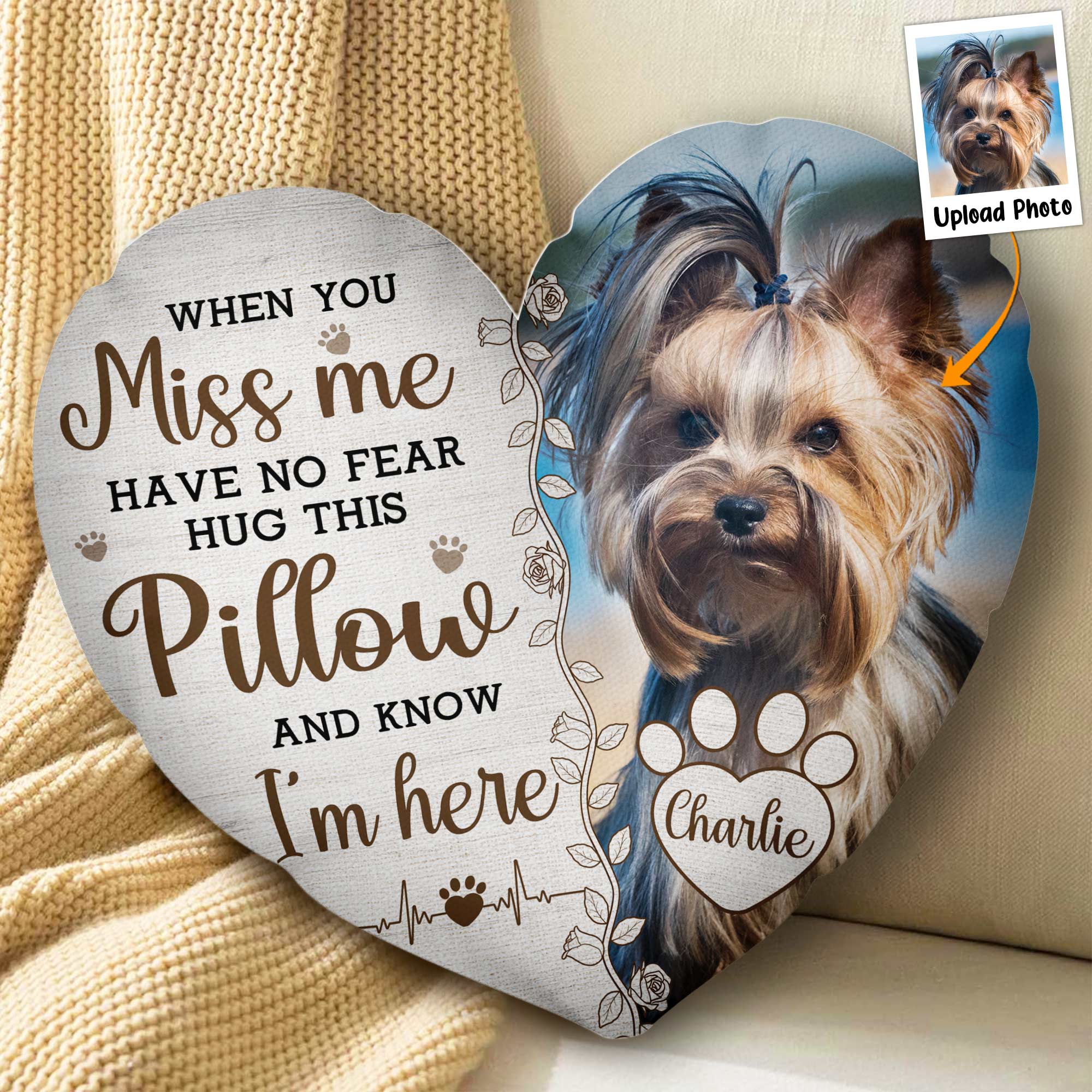 Custom Photo Hug This & Know I'm Here - Personalized Photo Custom Shaped Memory Pillow - Image 2