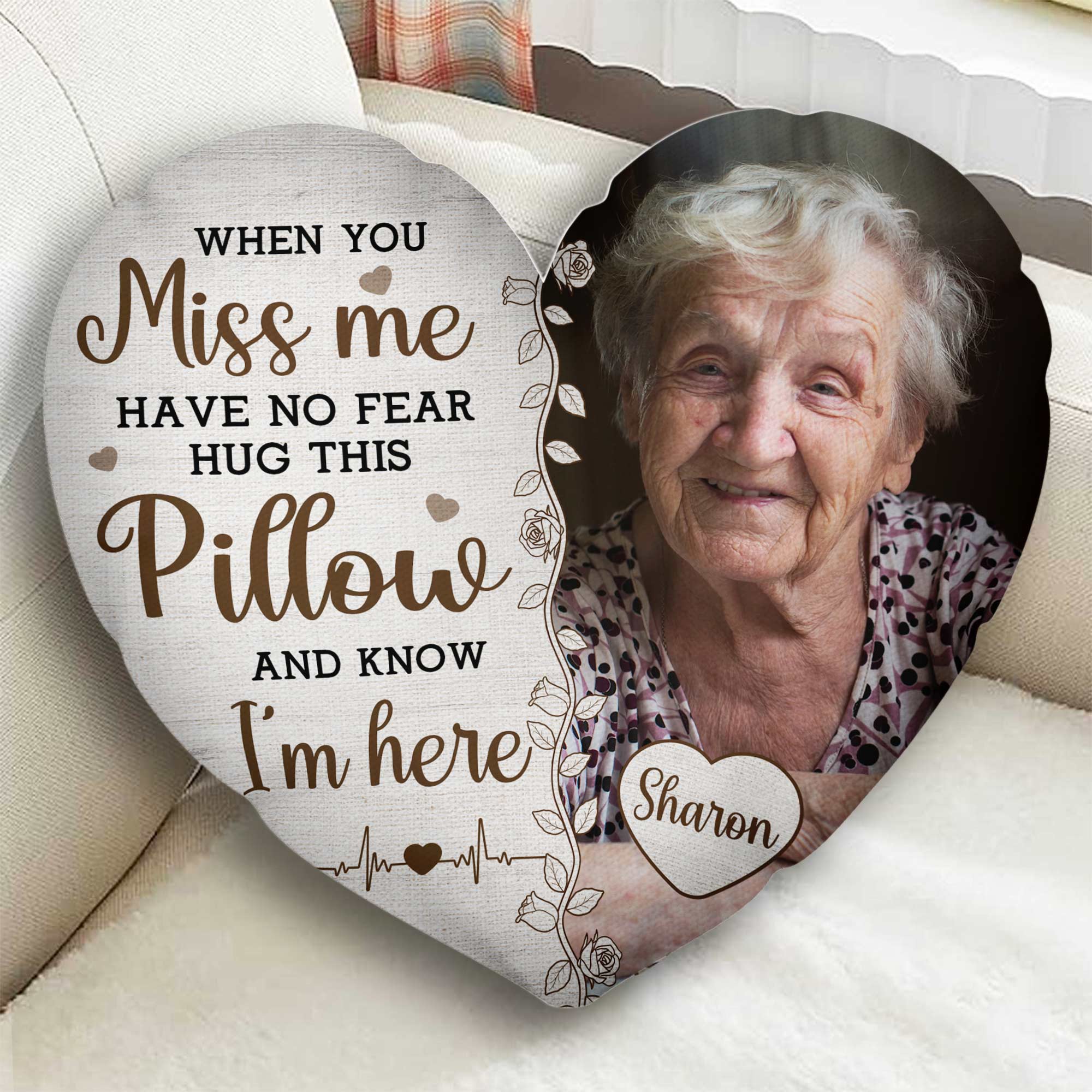 Custom Photo Hug This & Know I'm Here - Personalized Photo Custom Shaped Memory Pillow - Image 4