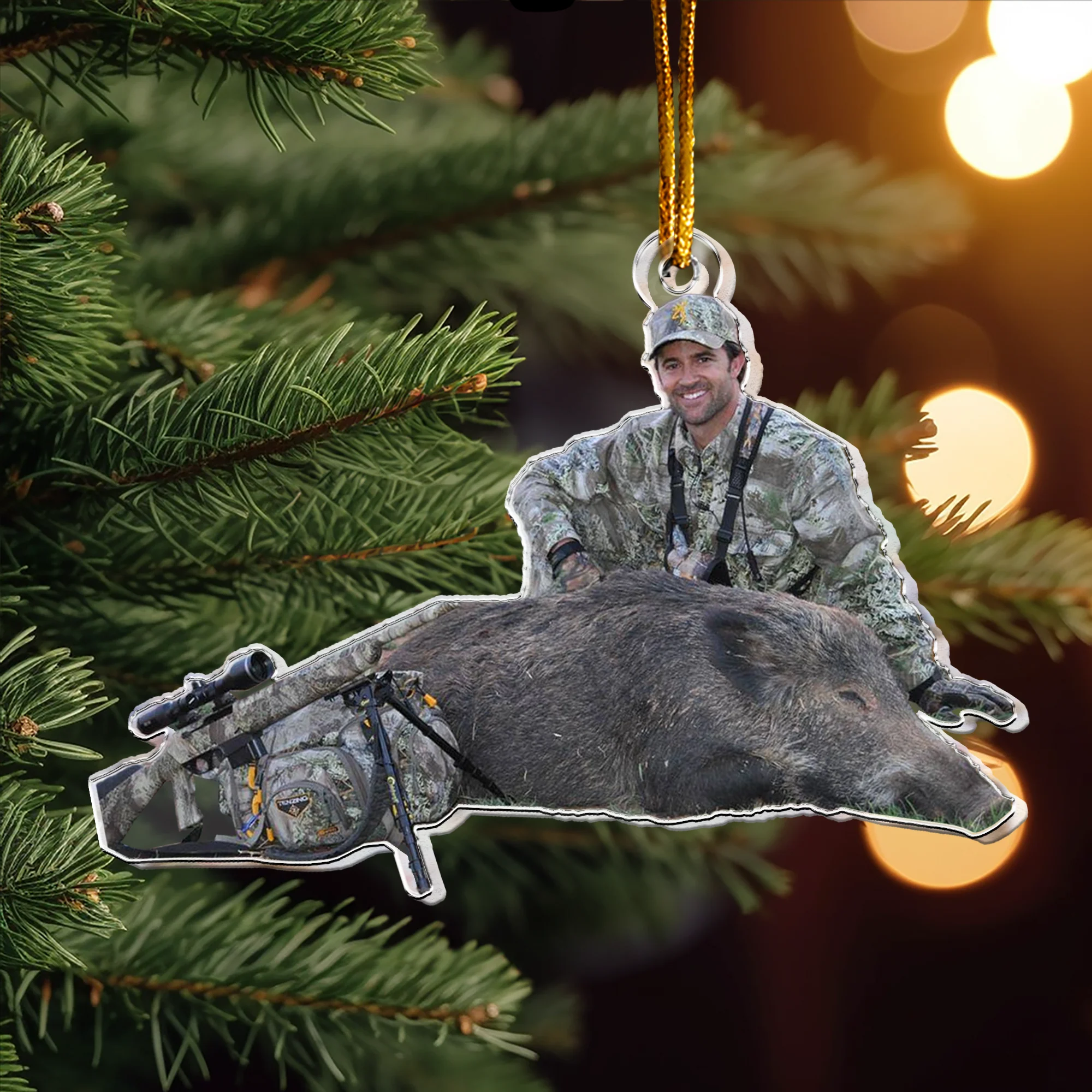 Custom Photo Hunting Trophy Deer Turkey Hog - Personalized Acrylic Photo Ornament - Image 2