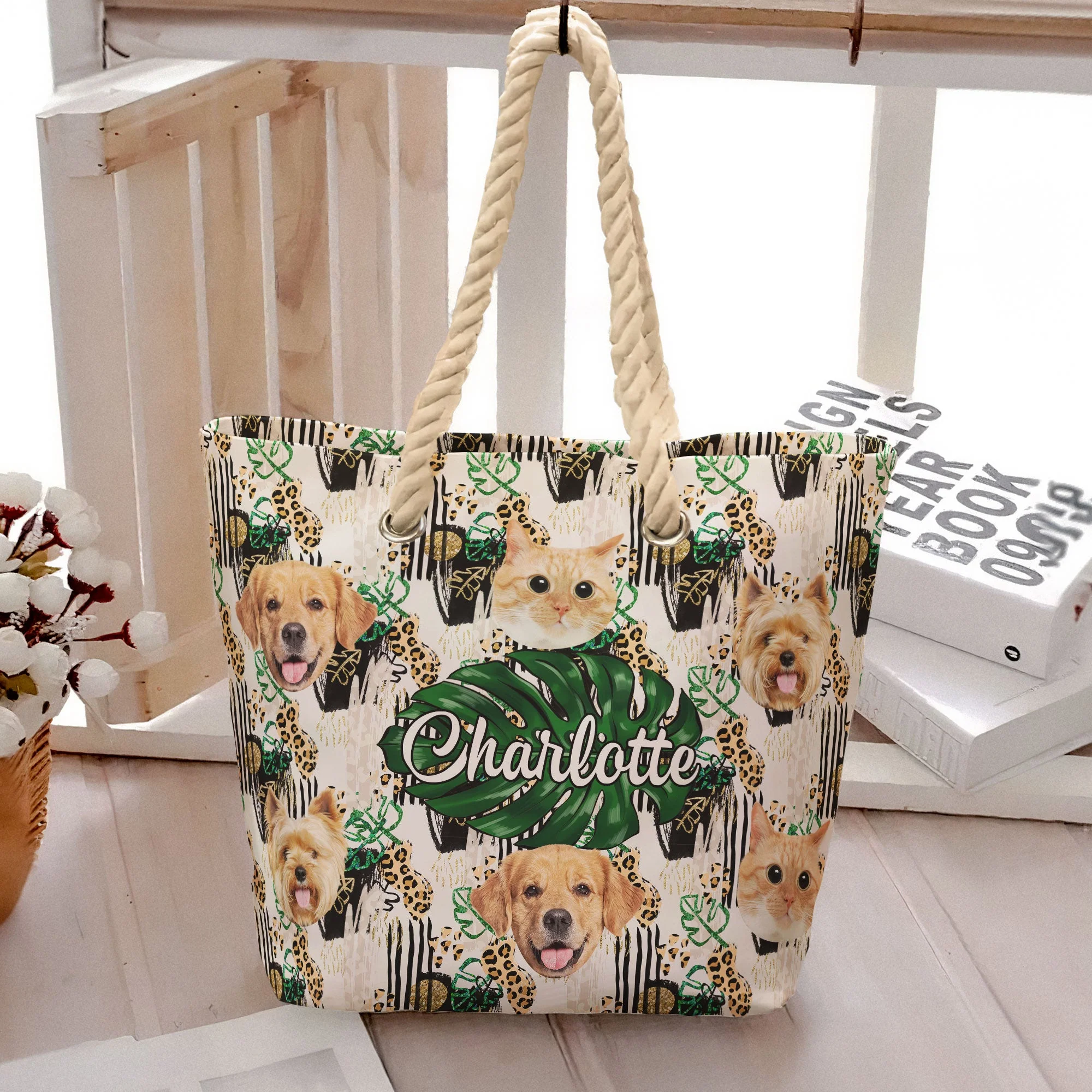 Custom Photo Leopard Tropical Summer - Personalized Photo Beach Bag - Image 6