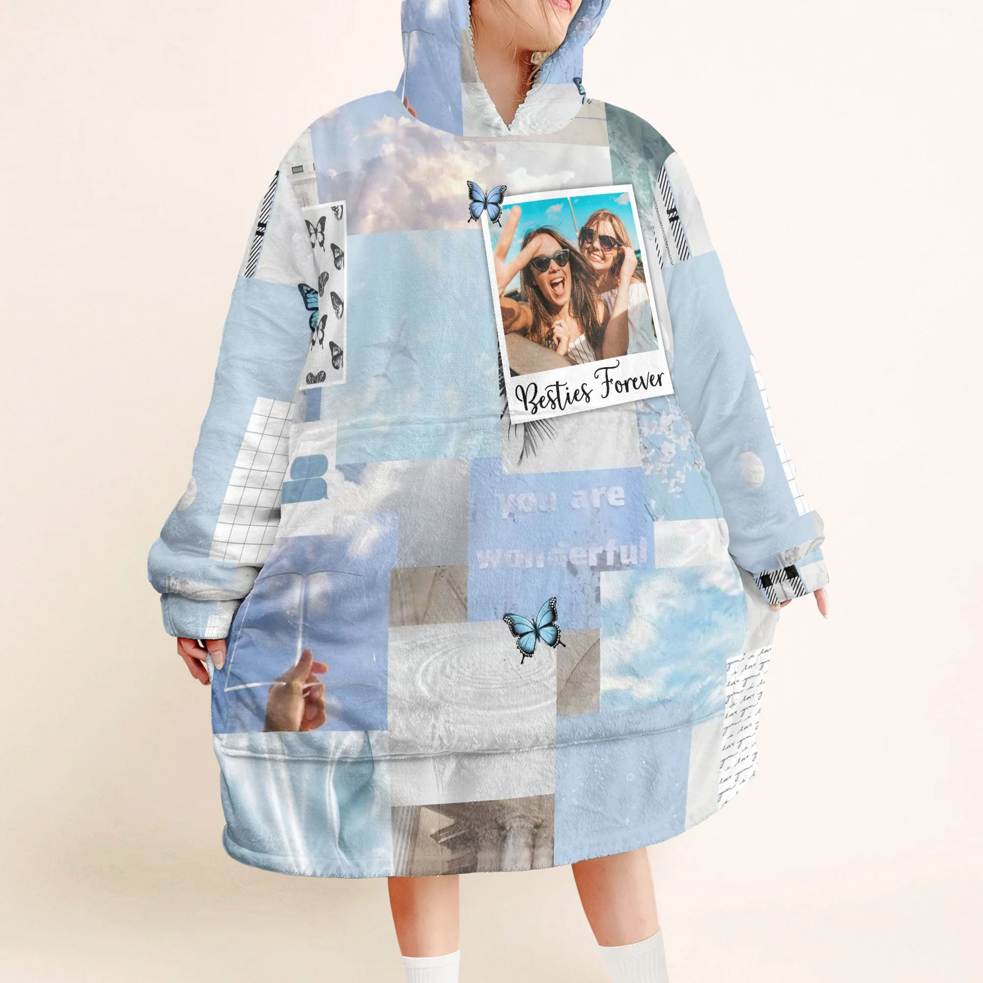Custom Photo - Personalized Photo Oversized Blanket Hoodie - Image 4