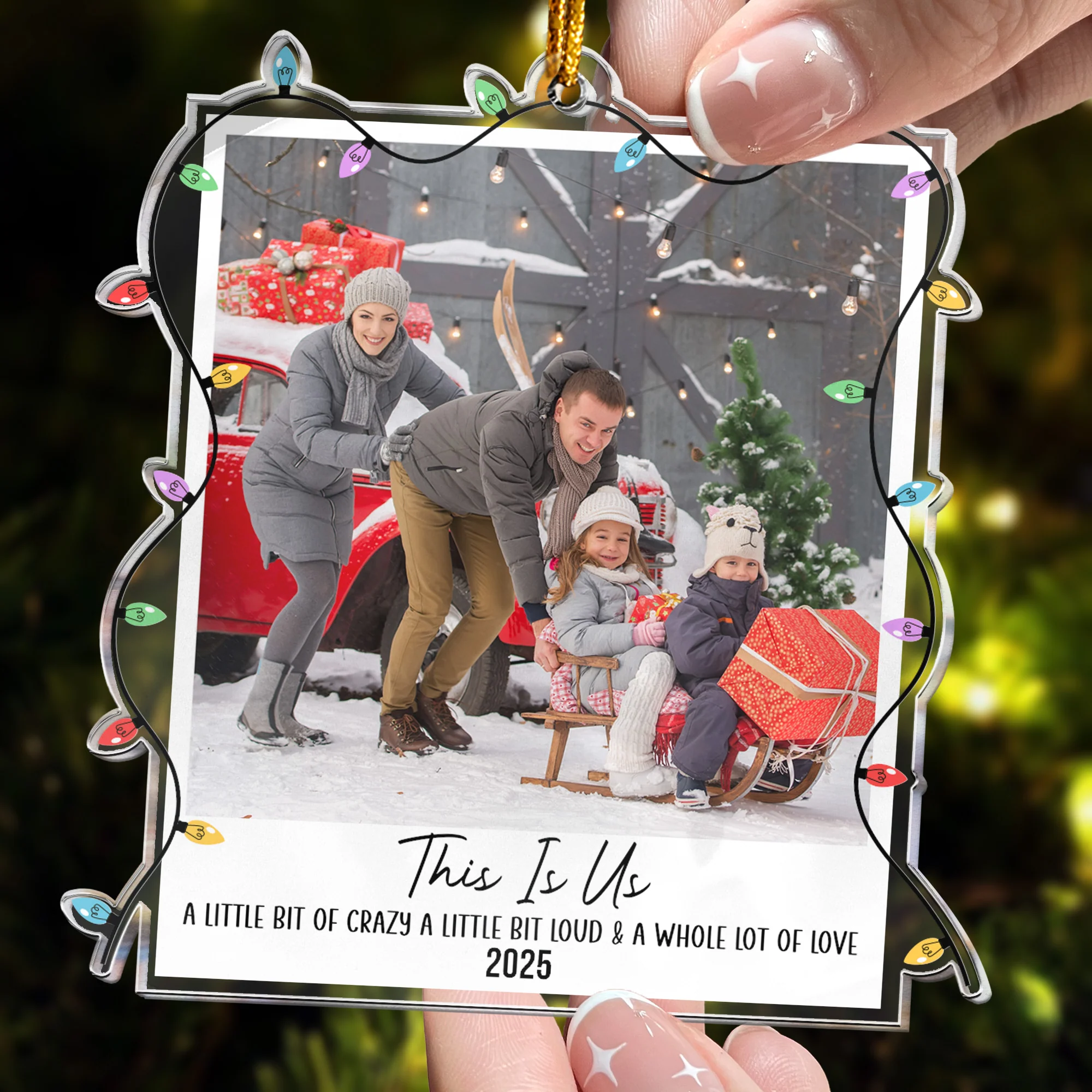 Custom Photo Polaroid Family Friends Christmas - Personalized Family Photo Ornament - Image 2