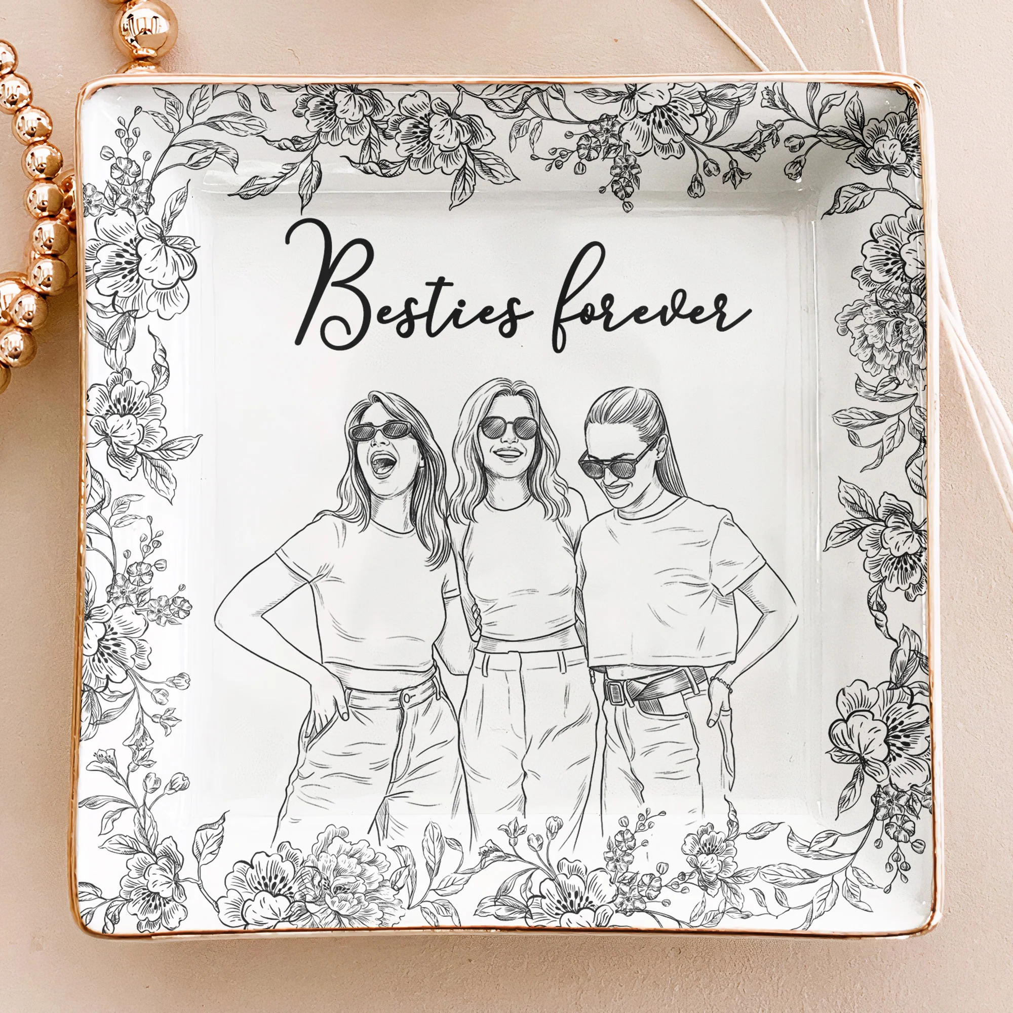 Custom Photo Ring Dish Gift For Friends, Soul Sisters - Personalized Photo Jewelry Dish - Image 2