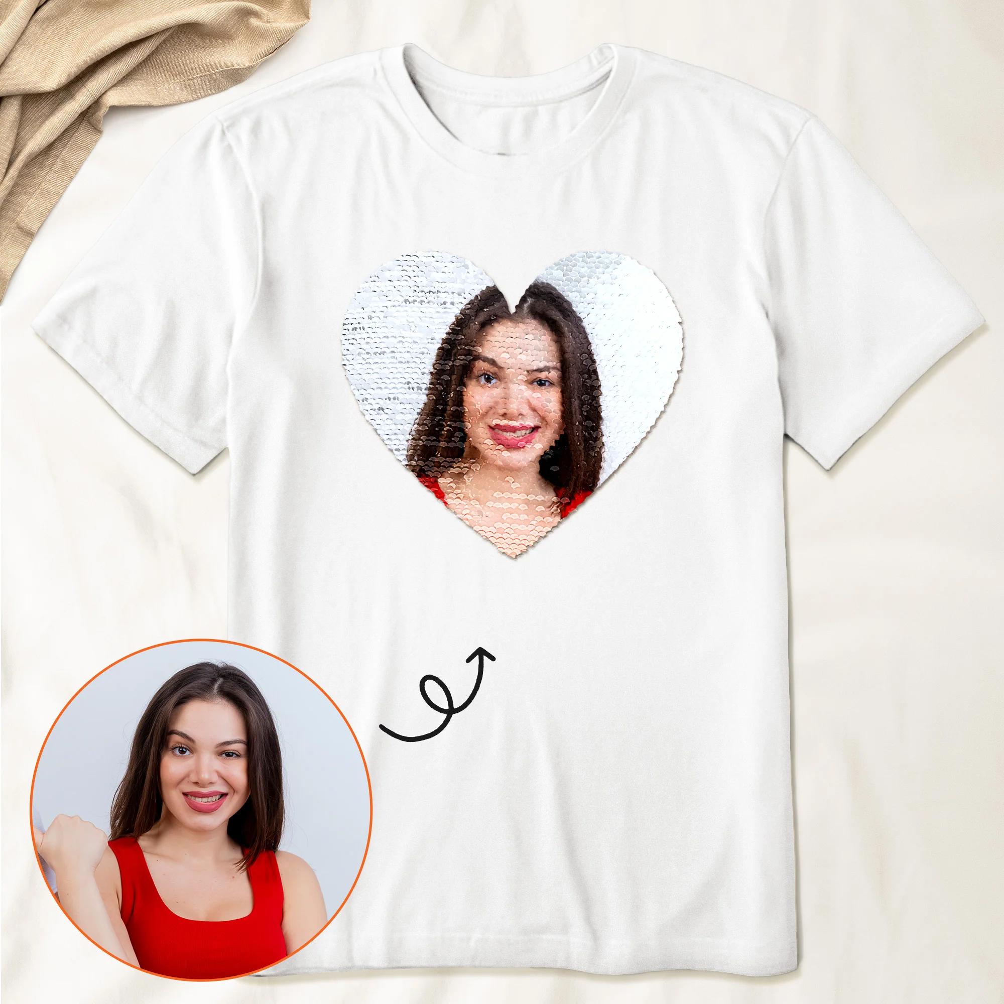 Custom Photo Shirt Funny Gift For Her/Him - Personalized Photo Sequin Shirt