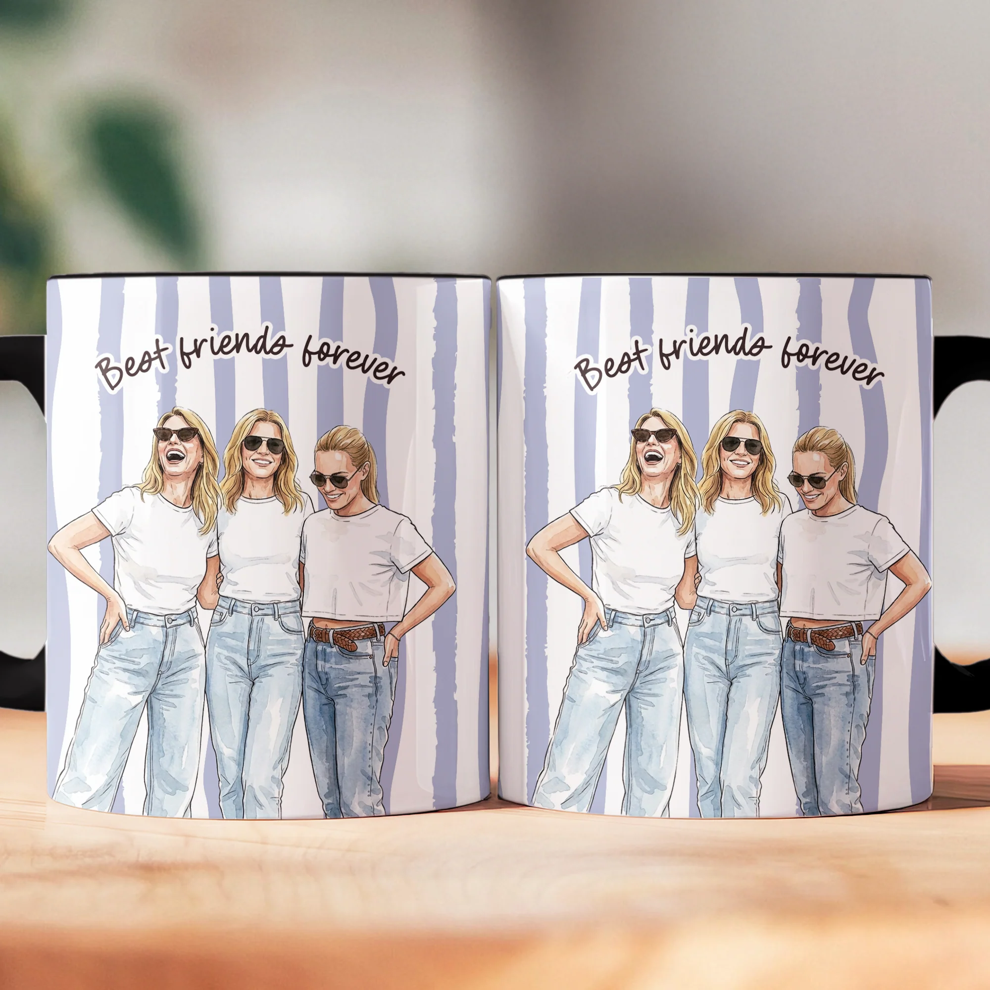 Custom Photo Watercolor Art Friendship Thank You Gift For BFF, Soul Sisters - Personalized Mug - Image 12