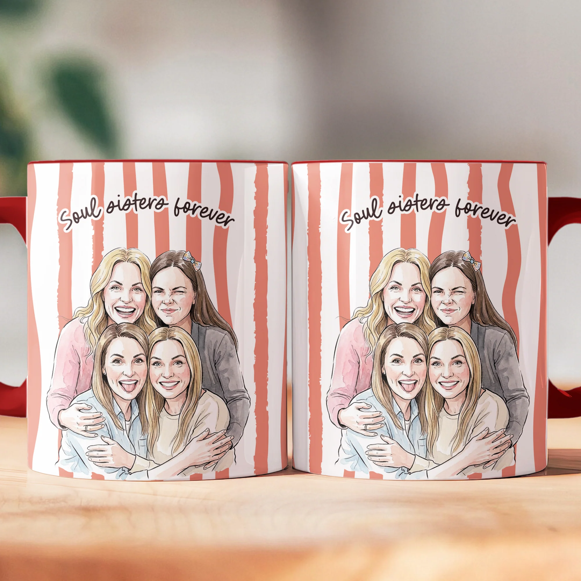 Custom Photo Watercolor Art Friendship Thank You Gift For BFF, Soul Sisters - Personalized Mug - Image 4
