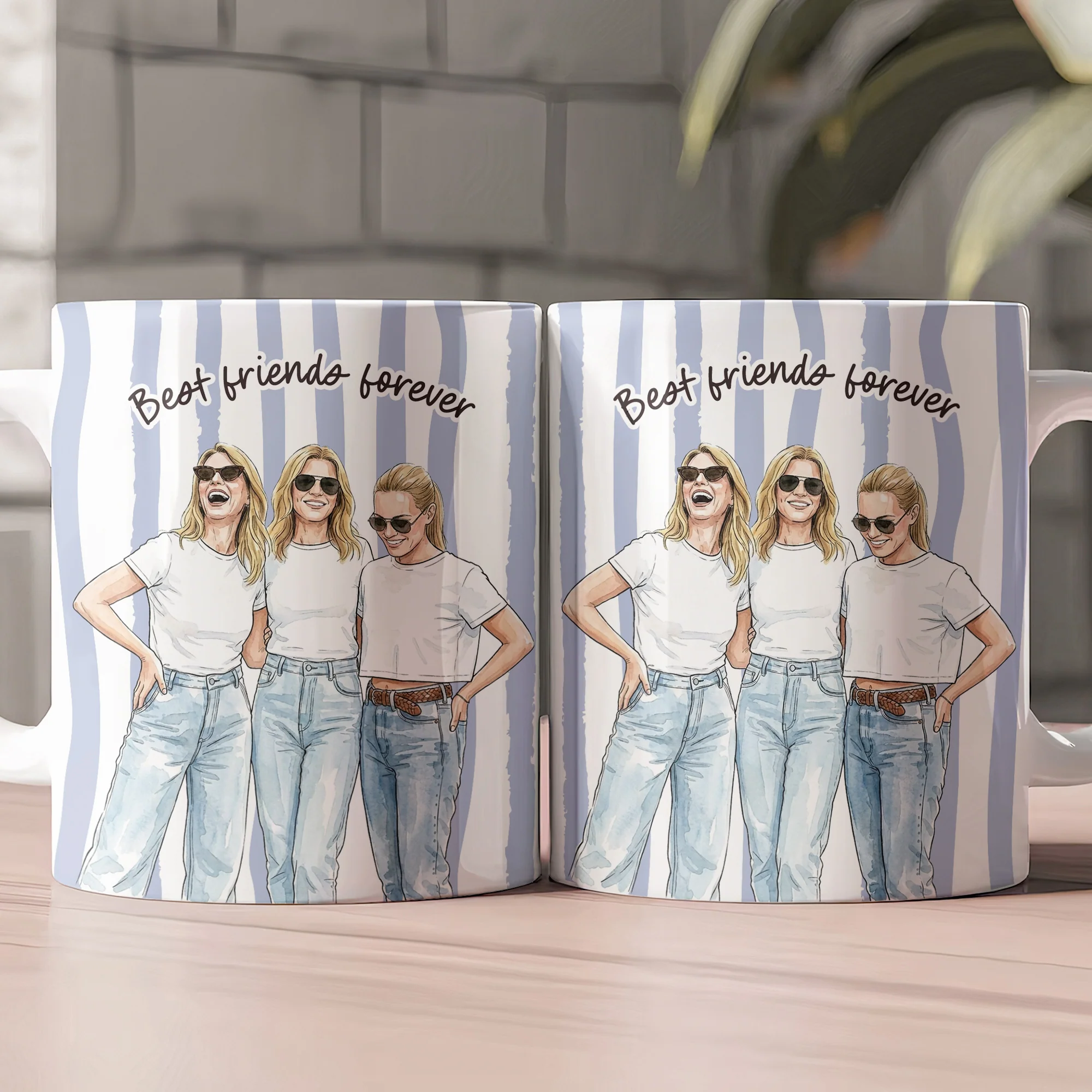 Custom Photo Watercolor Art Friendship Thank You Gift For BFF, Soul Sisters - Personalized Mug - Image 5