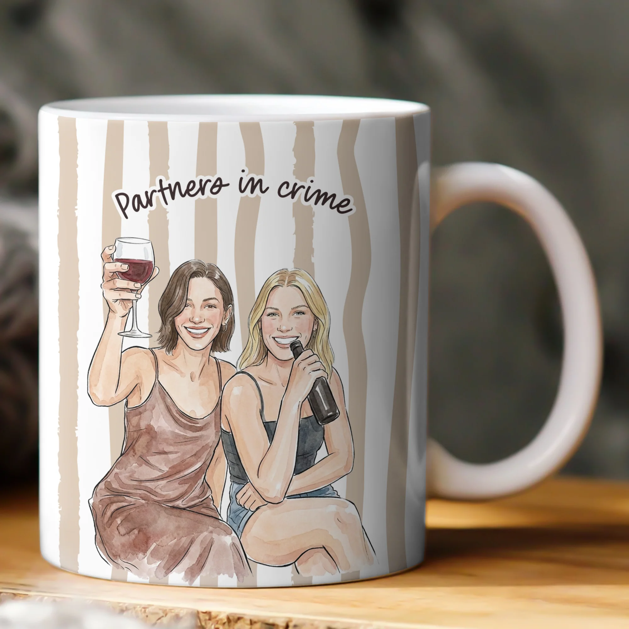 Custom Photo Watercolor Art Friendship Thank You Gift For BFF, Soul Sisters - Personalized Mug - Image 6