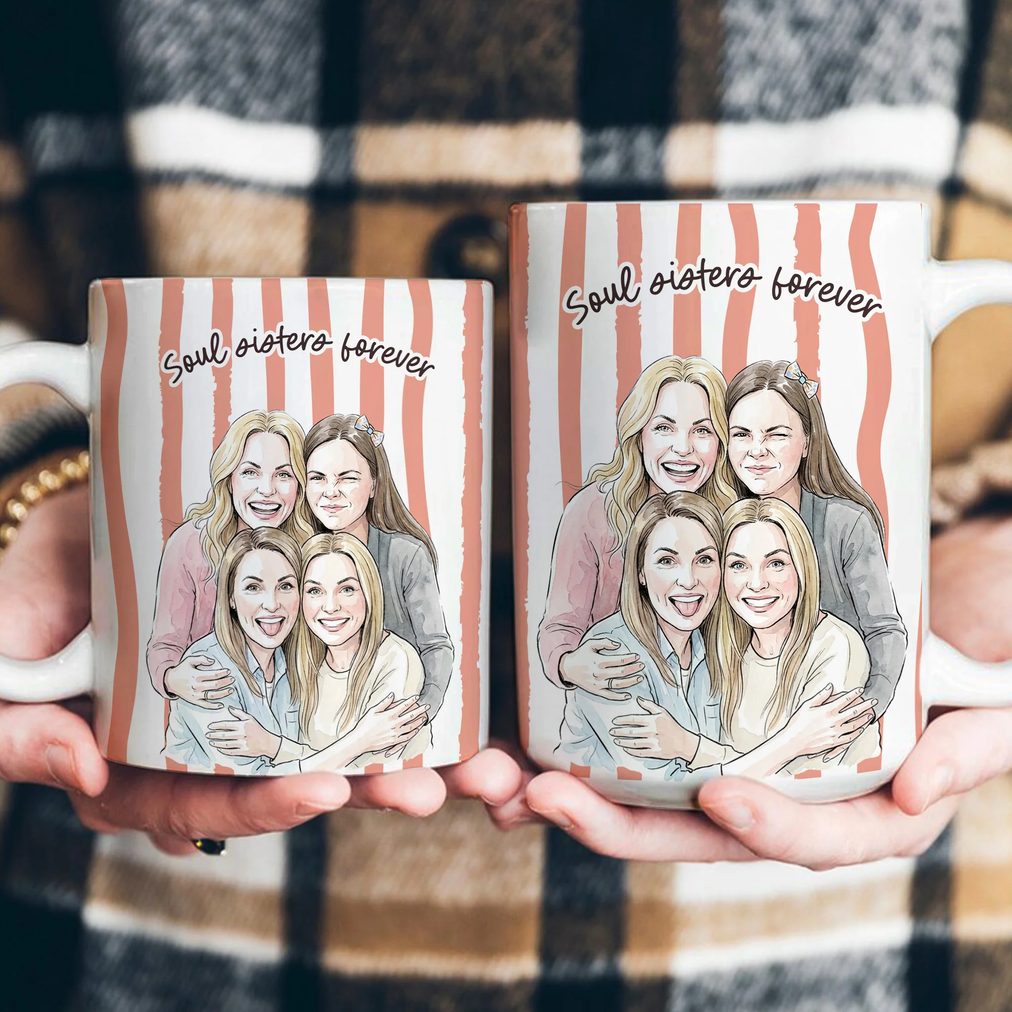Custom Photo Watercolor Art Friendship Thank You Gift For BFF, Soul Sisters - Personalized Mug - Image 7