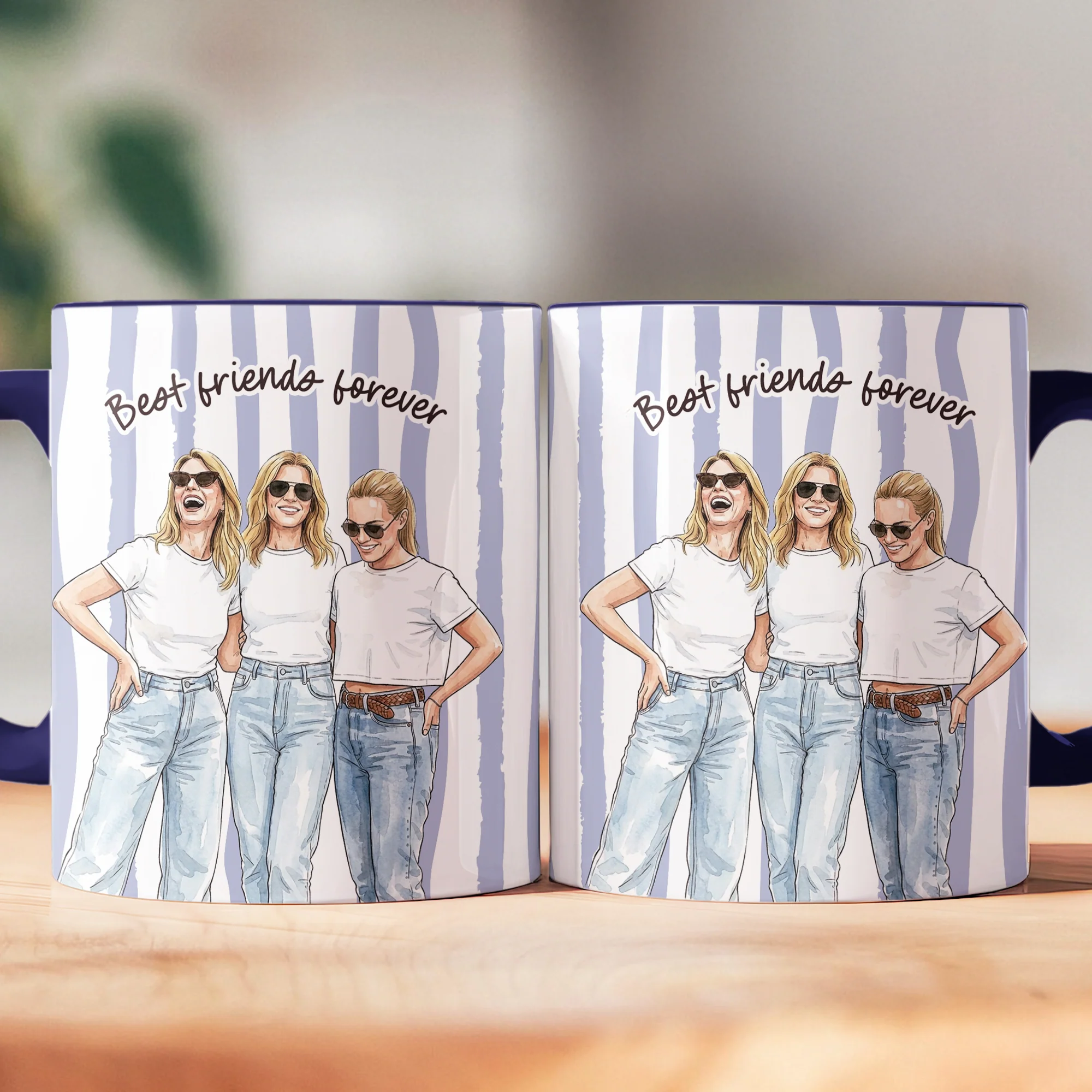 Custom Photo Watercolor Art Friendship Thank You Gift For BFF, Soul Sisters - Personalized Mug - Image 8
