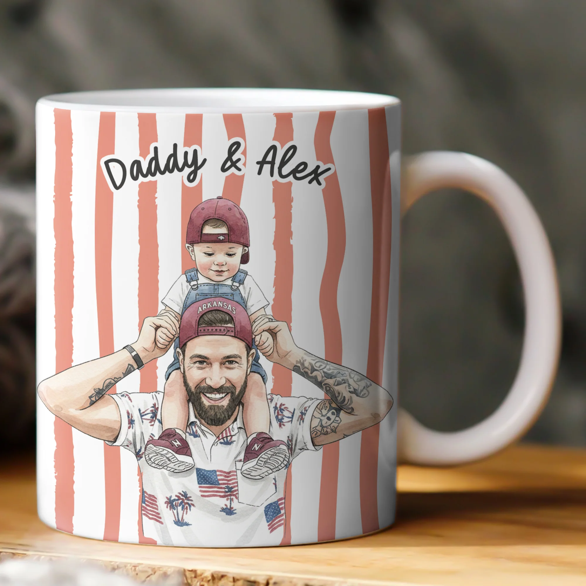 Custom Photo Watercolor Father's Day Gift For New Dad, Husband - Personalized Mug - Image 4