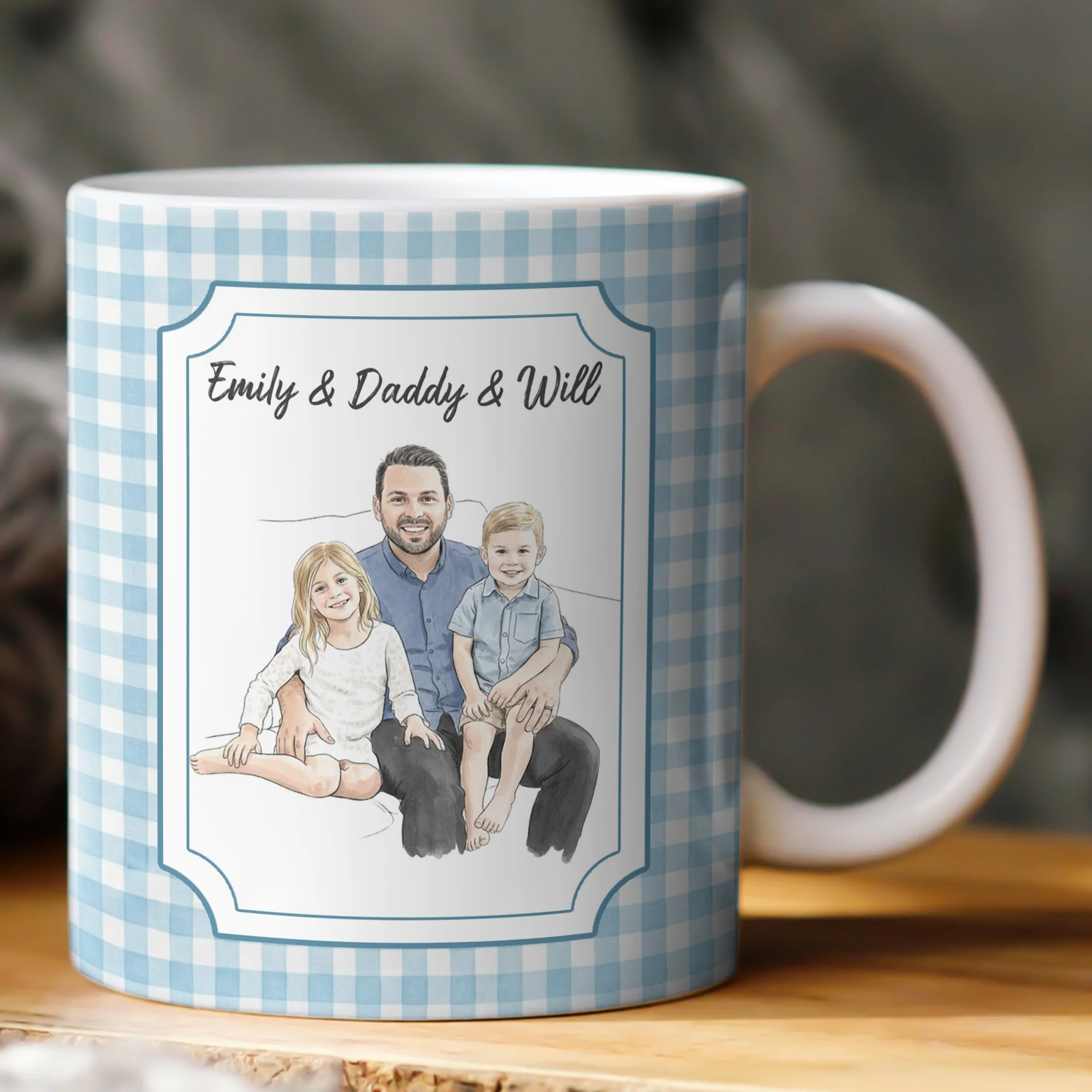 Custom Photo Watercolor Striped Pattern Father's Day Gift For Dad, Husband, Grandpa - Personalized Mug - Image 4