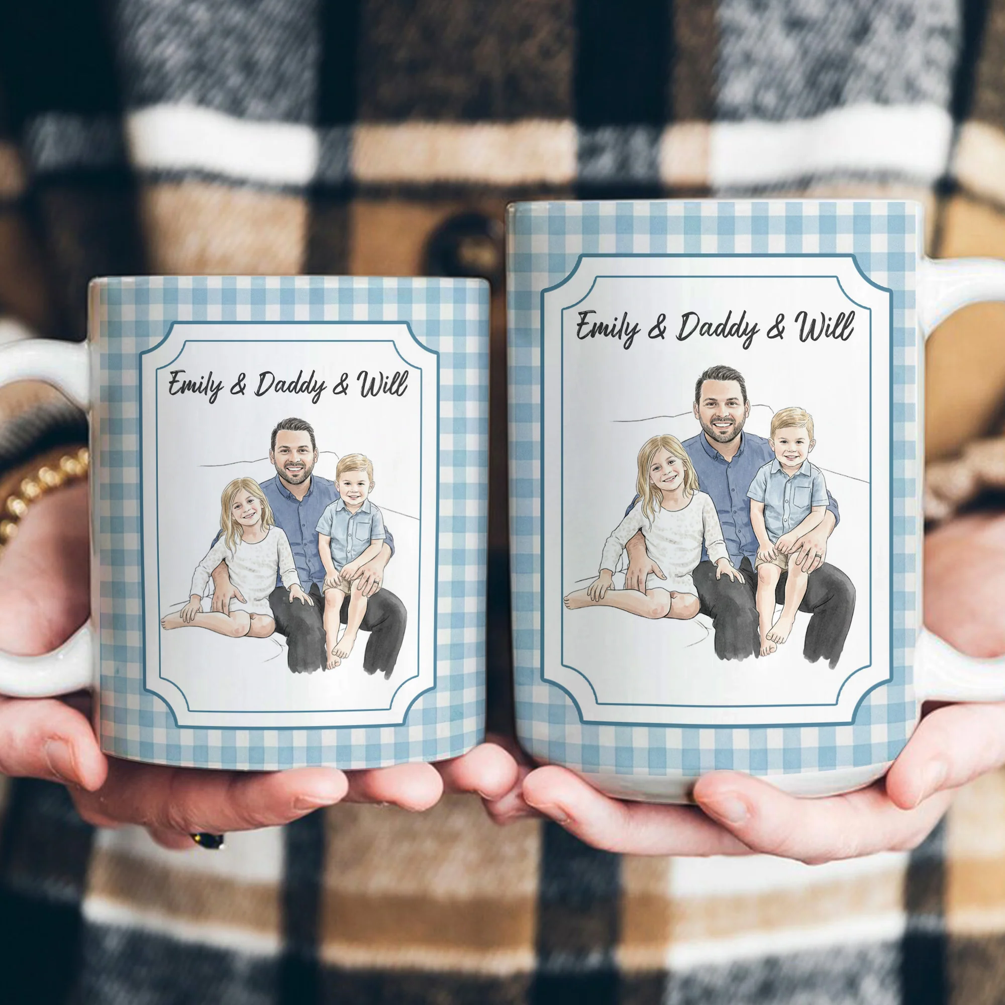 Custom Photo Watercolor Striped Pattern Father's Day Gift For Dad, Husband, Grandpa - Personalized Mug - Image 6