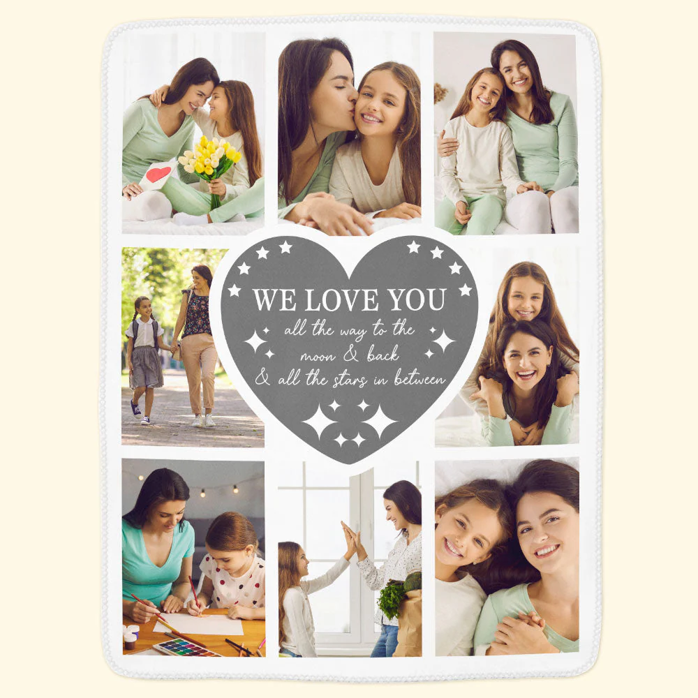 Custom Photo We Love You Mom - Personalized Photo Blanket - Image 5