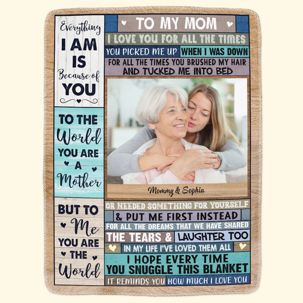 Custom Photo We Love You, Mom - Personalized Photo Blanket - Image 2